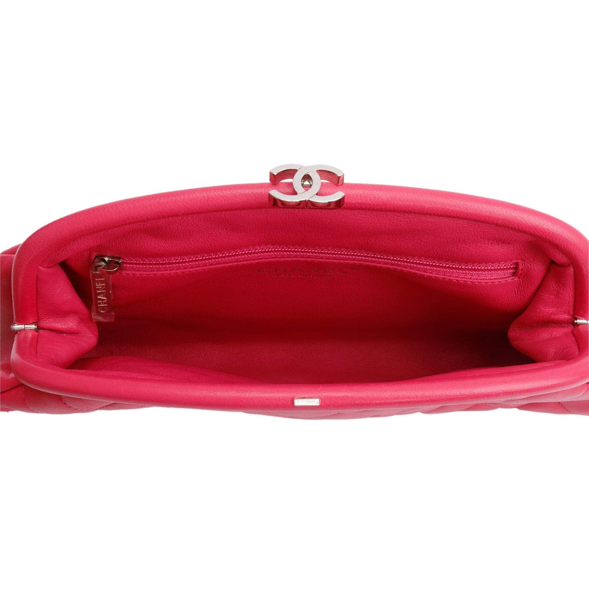 Chanel Pink Quilted Lambskin Leather Timeless Frame Clutch w/ Authenticity Card