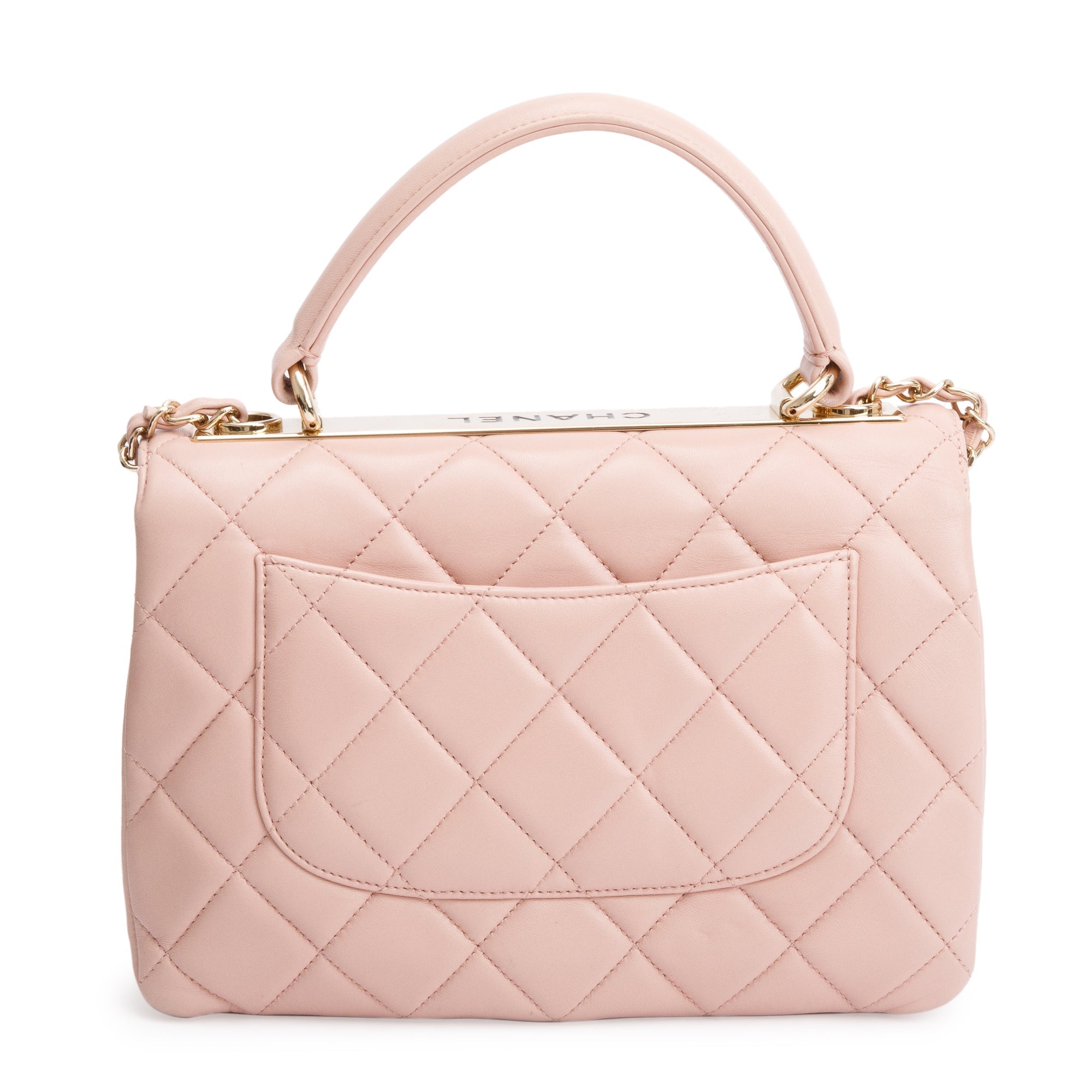 Chanel Pink Quilted Lambskin Trendy CC Small Top Handle Flap Bag w