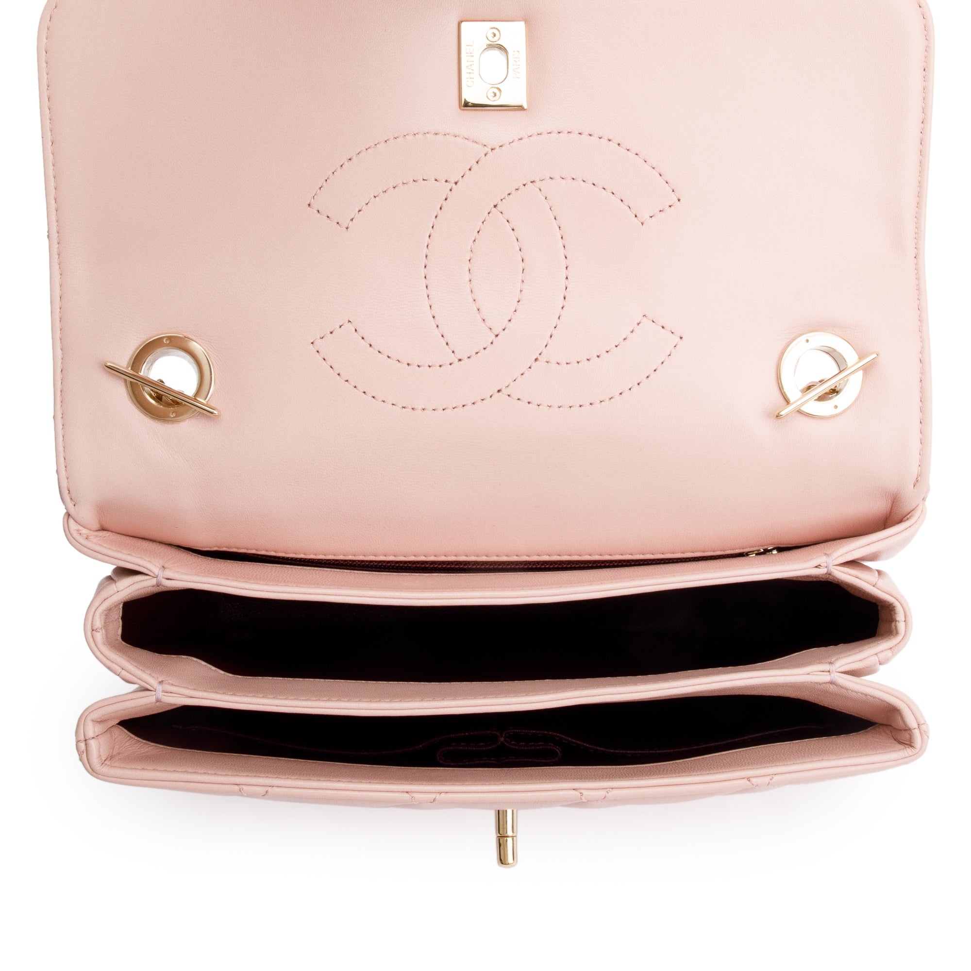 Chanel Pink Quilted Lambskin Trendy CC Small Top Handle Flap Bag w/ Authenticity Card