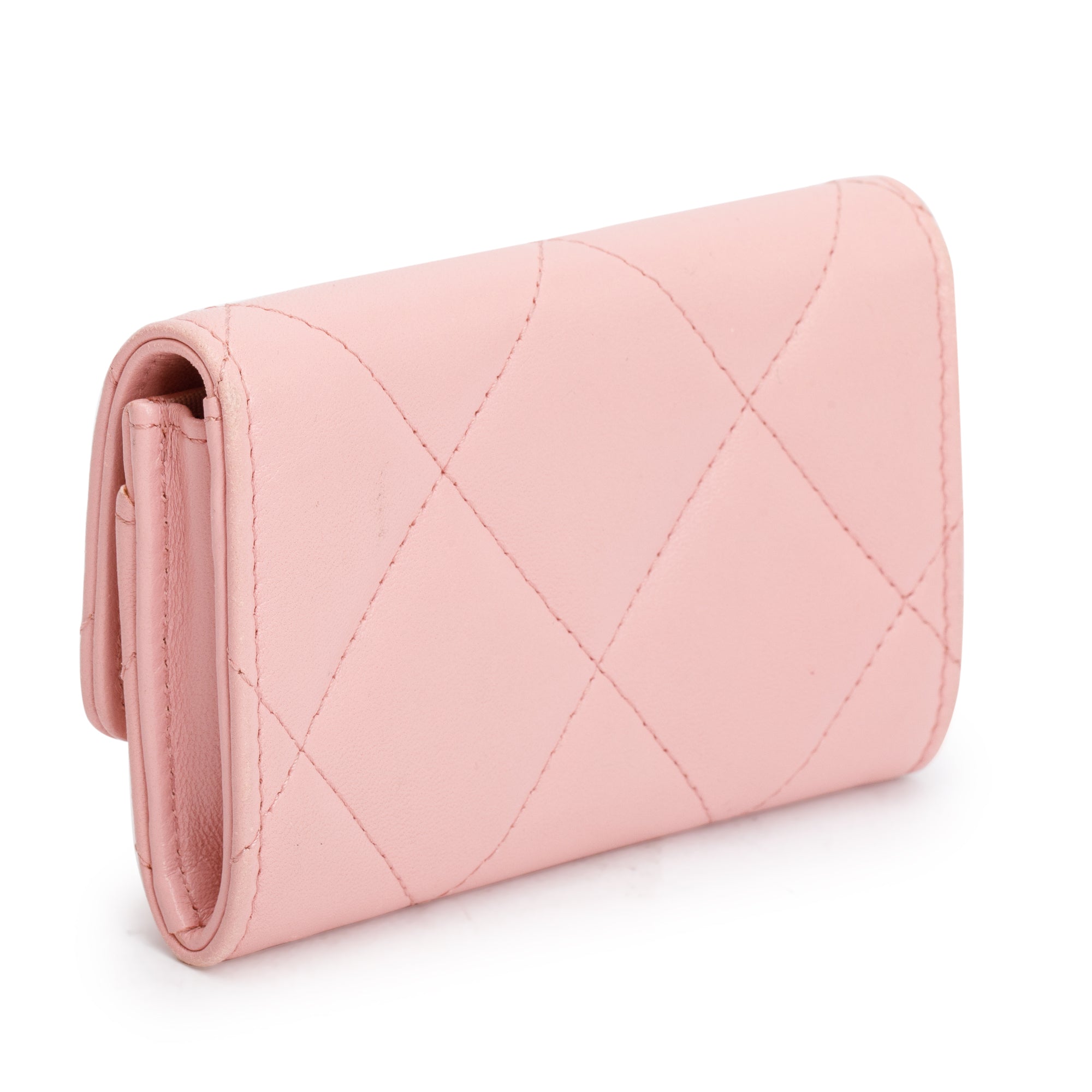 Chanel Pink Quilted Leather 19 Flap Card Holder w/ Box