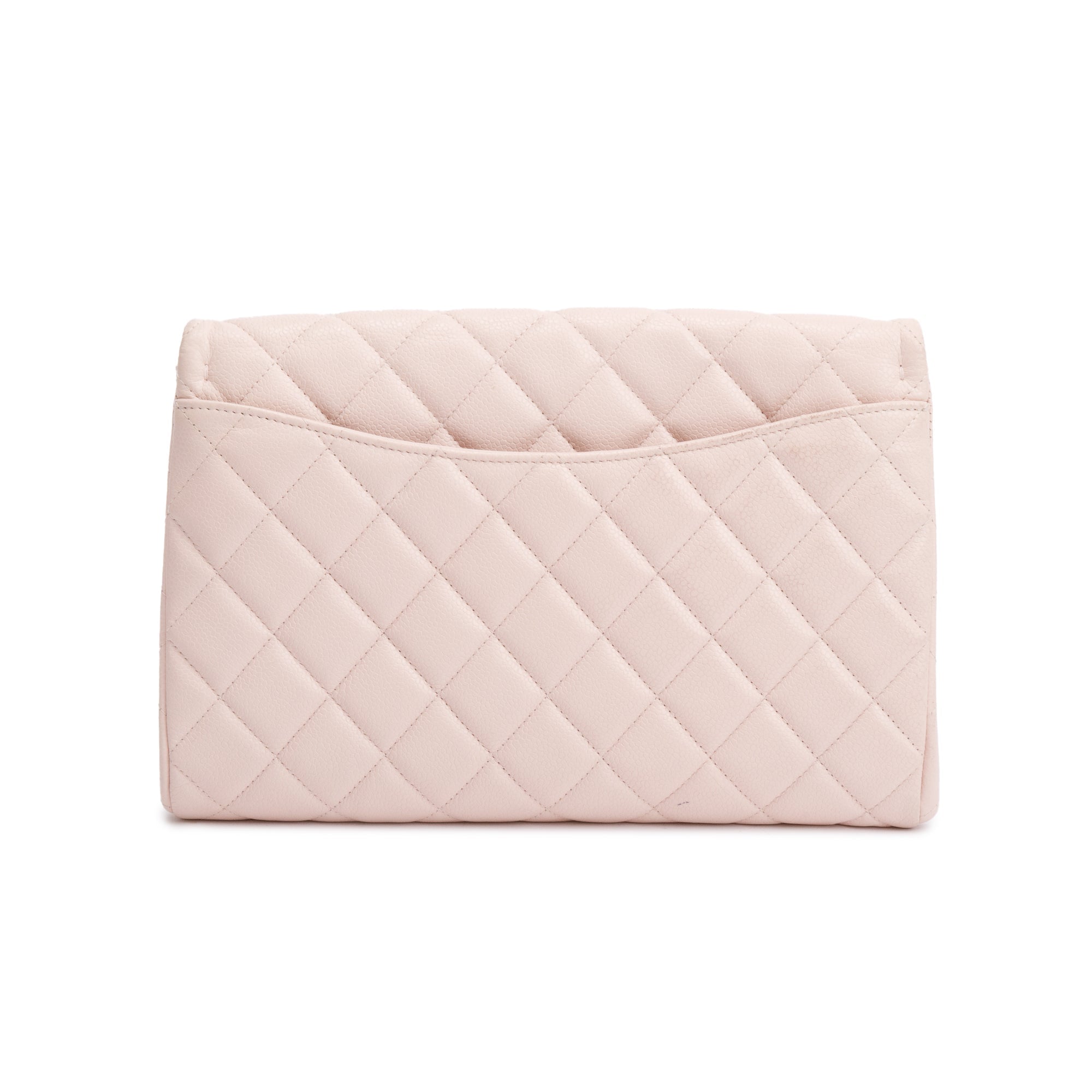 Chanel Pink Quilted Leather Clutch with Chain Flap w/ Authenticity Card