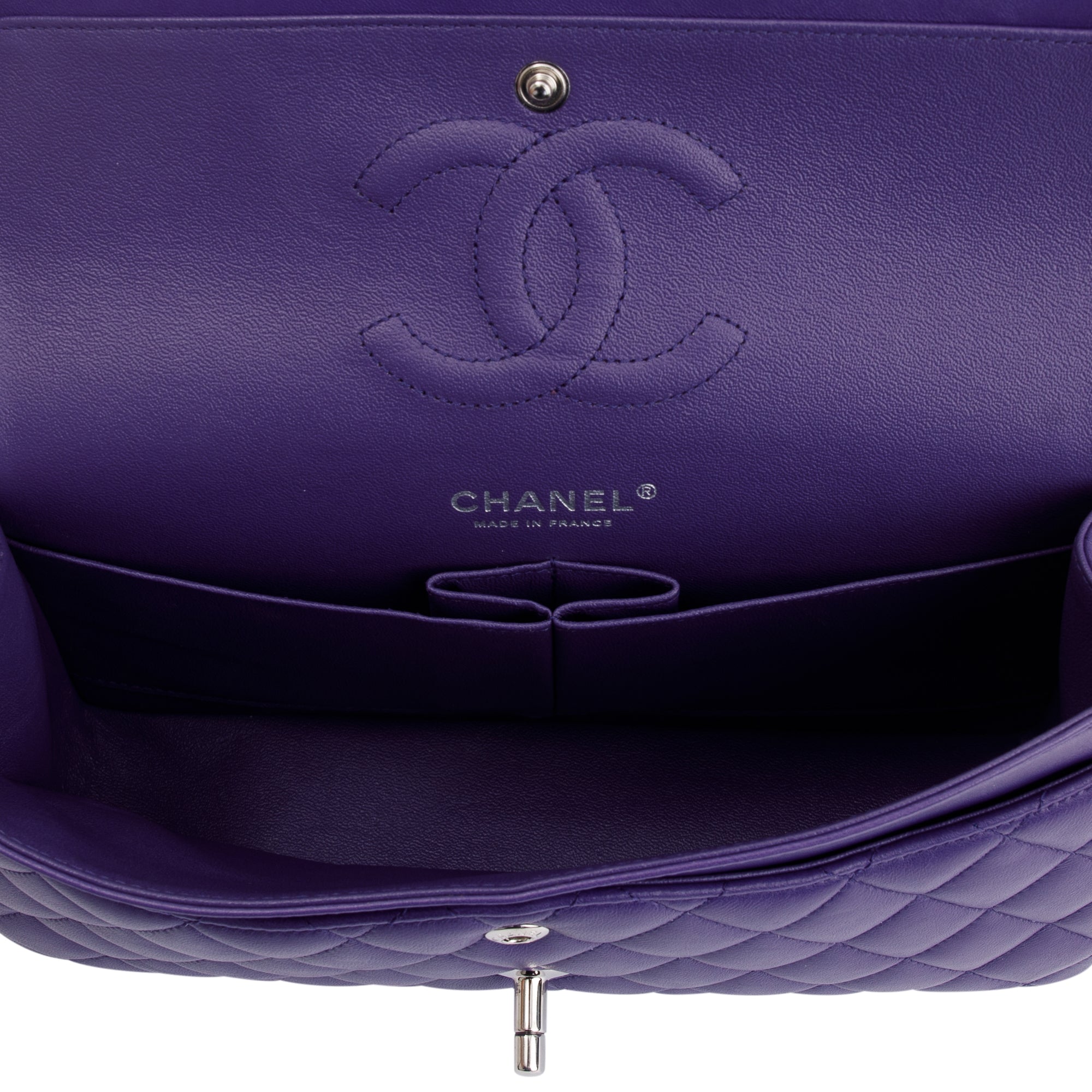 Chanel Purple Classic Medium Double Flap Bag w/ Box & Authenticity Card