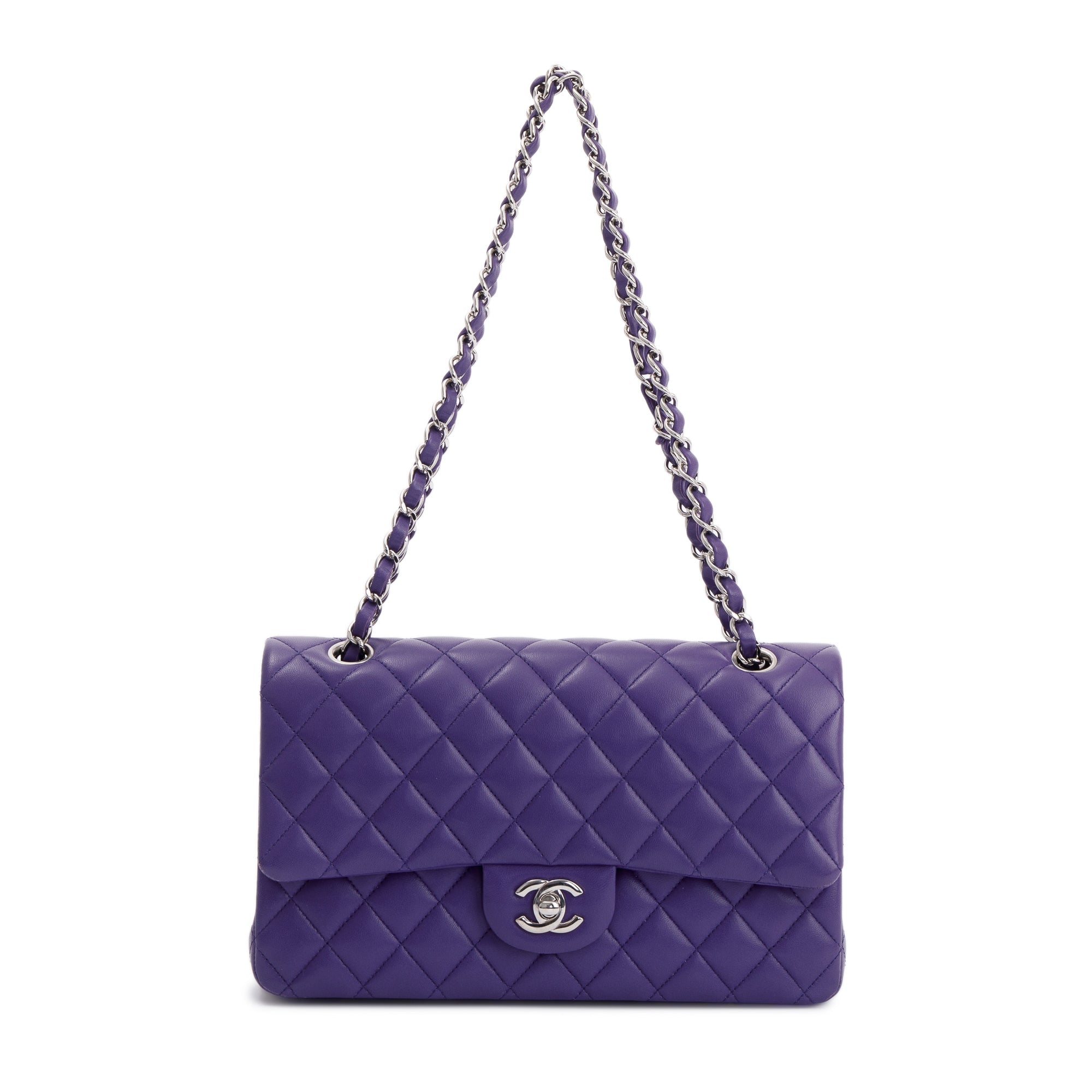 Chanel Purple Classic Medium Double Flap Bag w/ Box & Authenticity Card