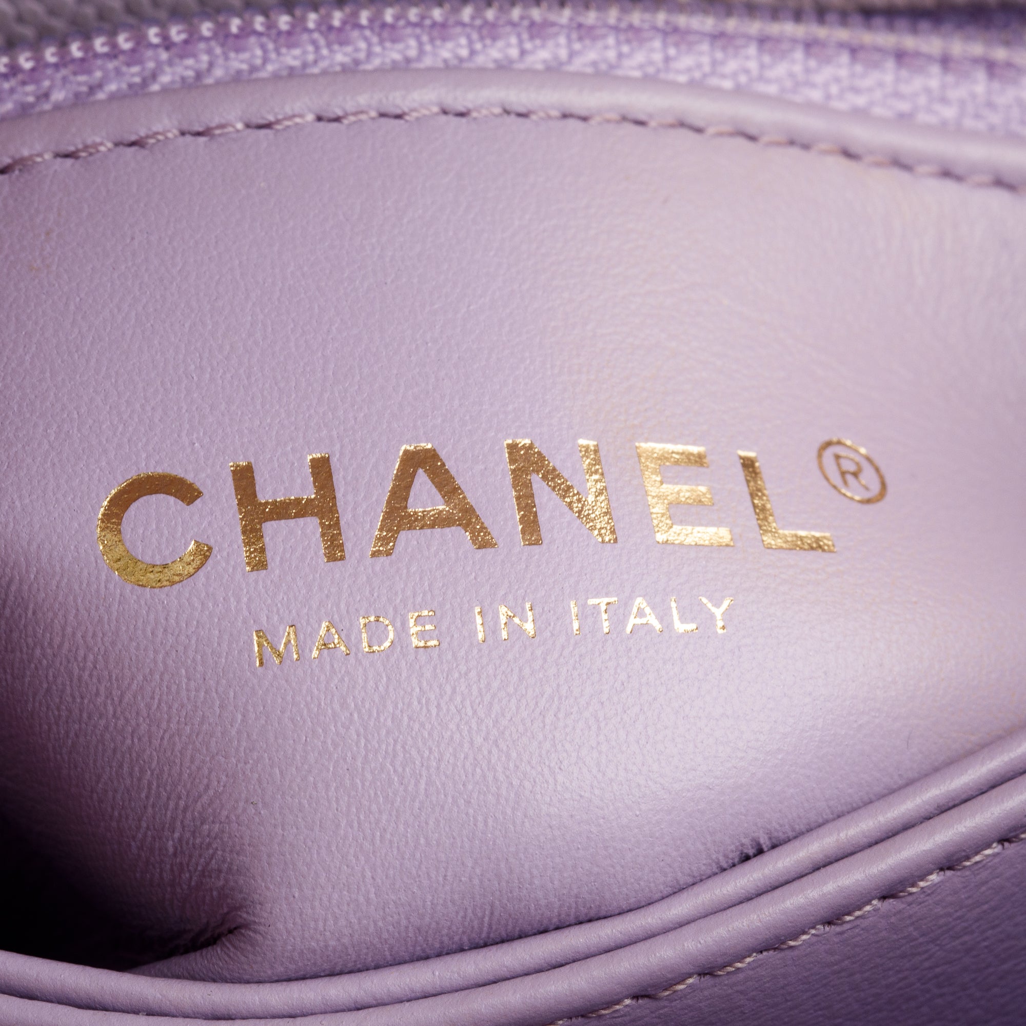 Chanel Purple Quilted Caviar Leather Mini Coco Top Handle Flap Bag w/ Box