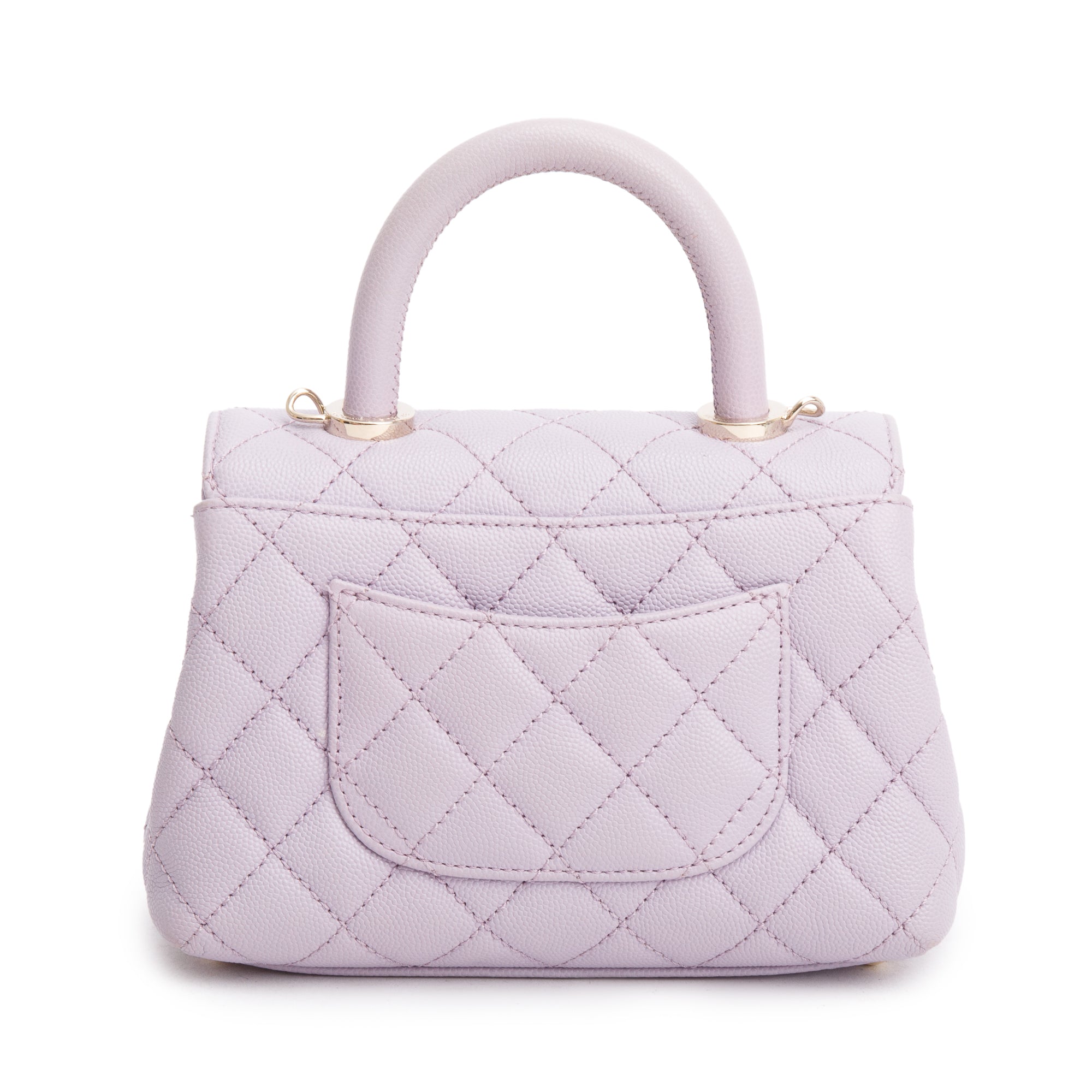 Chanel Purple Quilted Caviar Leather Mini Coco Top Handle Flap Bag w/ Box