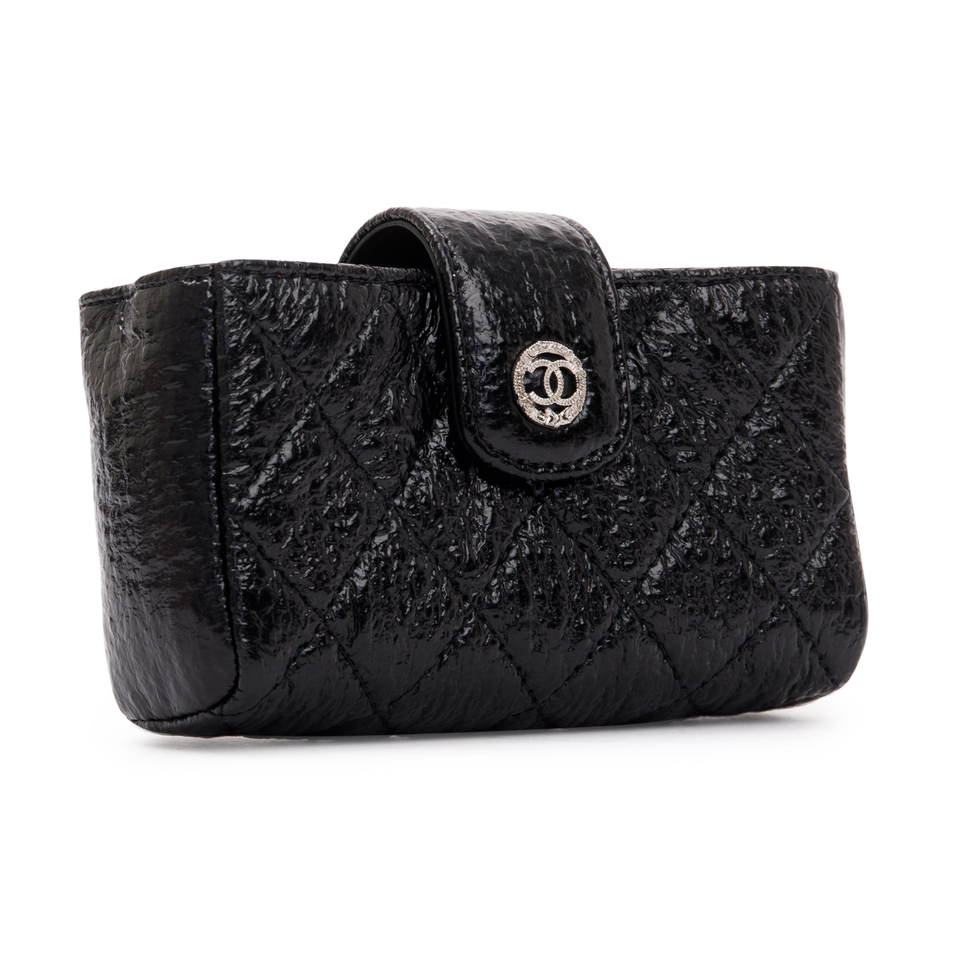 Chanel Quilted Crinkled Leather Phone Holder Clutch w/ Box
