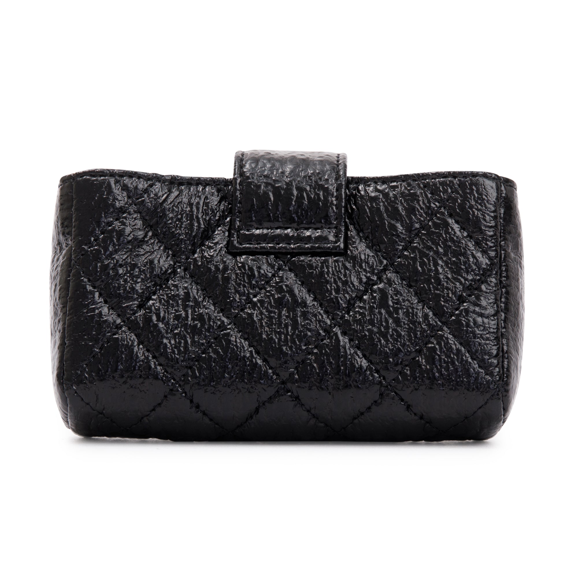 Chanel Quilted Crinkled Leather Phone Holder Clutch w/ Box