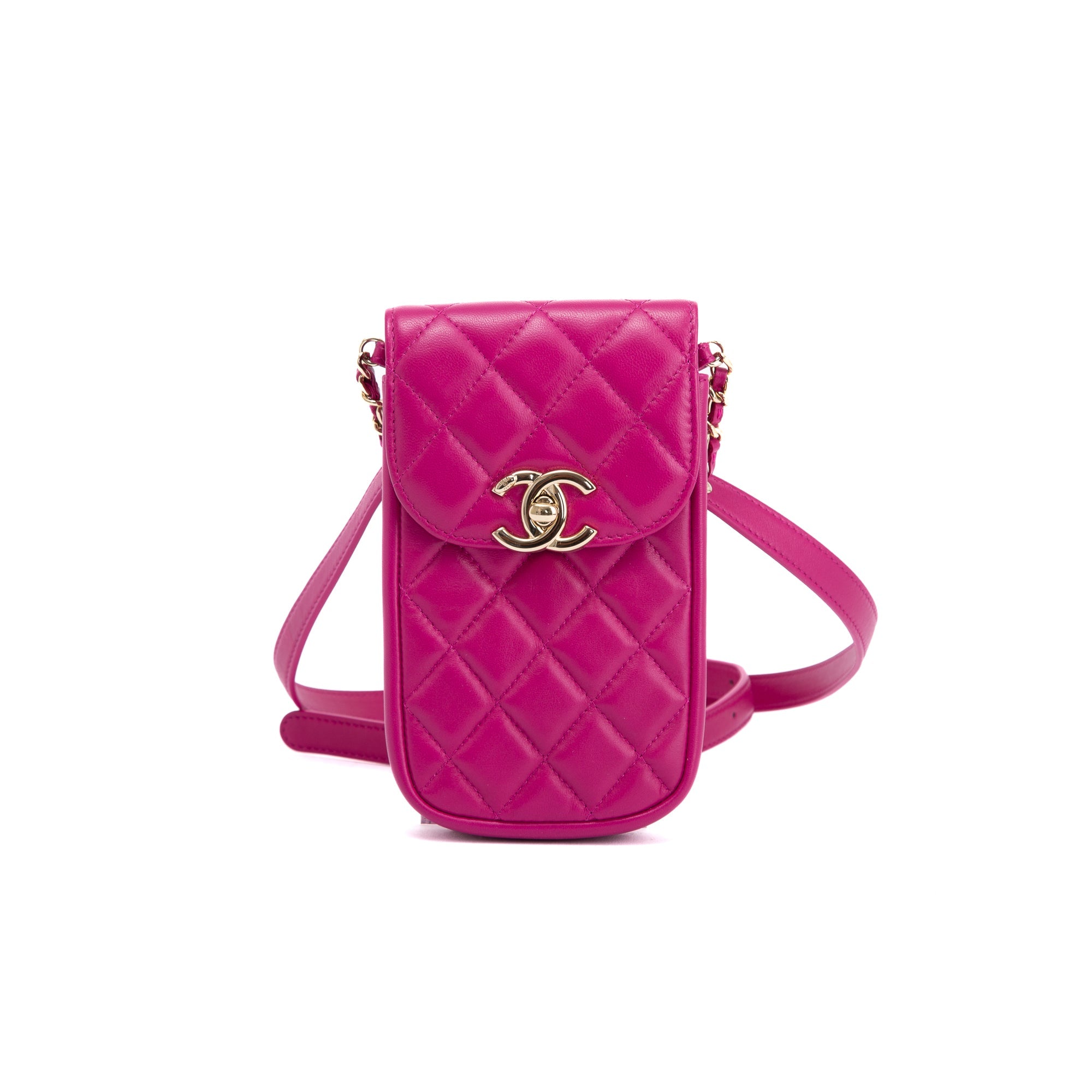 Chanel Quilted Lambskin Phone Chain Waist Bag w/ Box & Authenticity