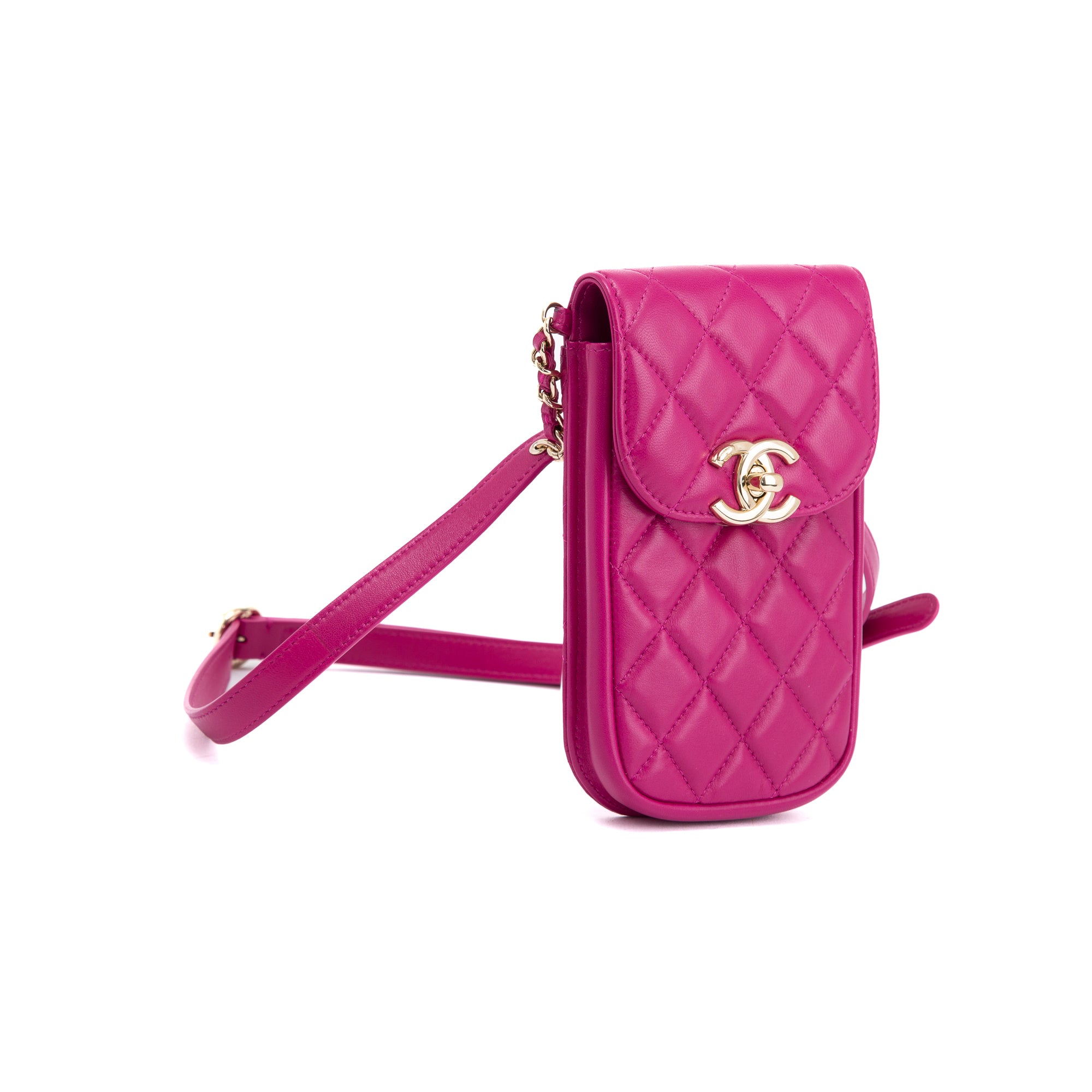 Chanel Quilted Lambskin Phone Chain Waist Bag w/ Box & Authenticity