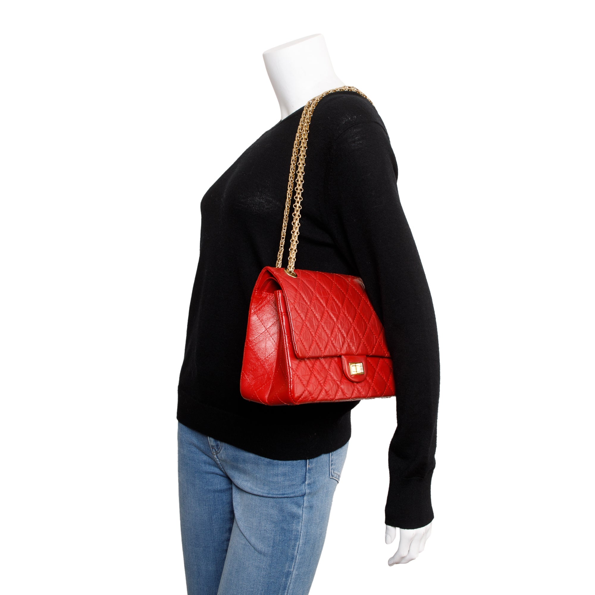 Chanel Red Calfskin Leather 2.55 Reissue 226 Double Flap Bag