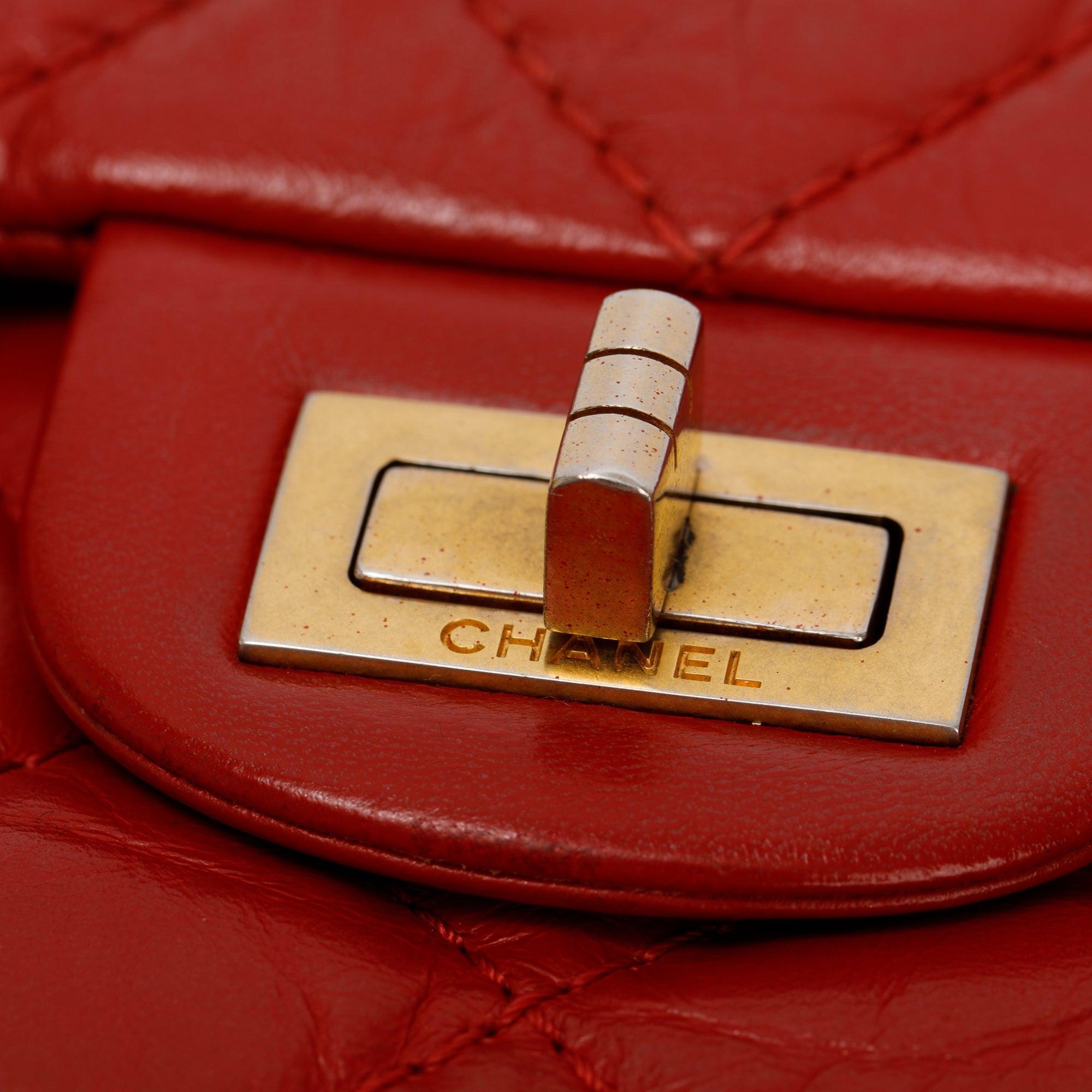 Chanel Red Calfskin Leather 2.55 Reissue 226 Double Flap Bag