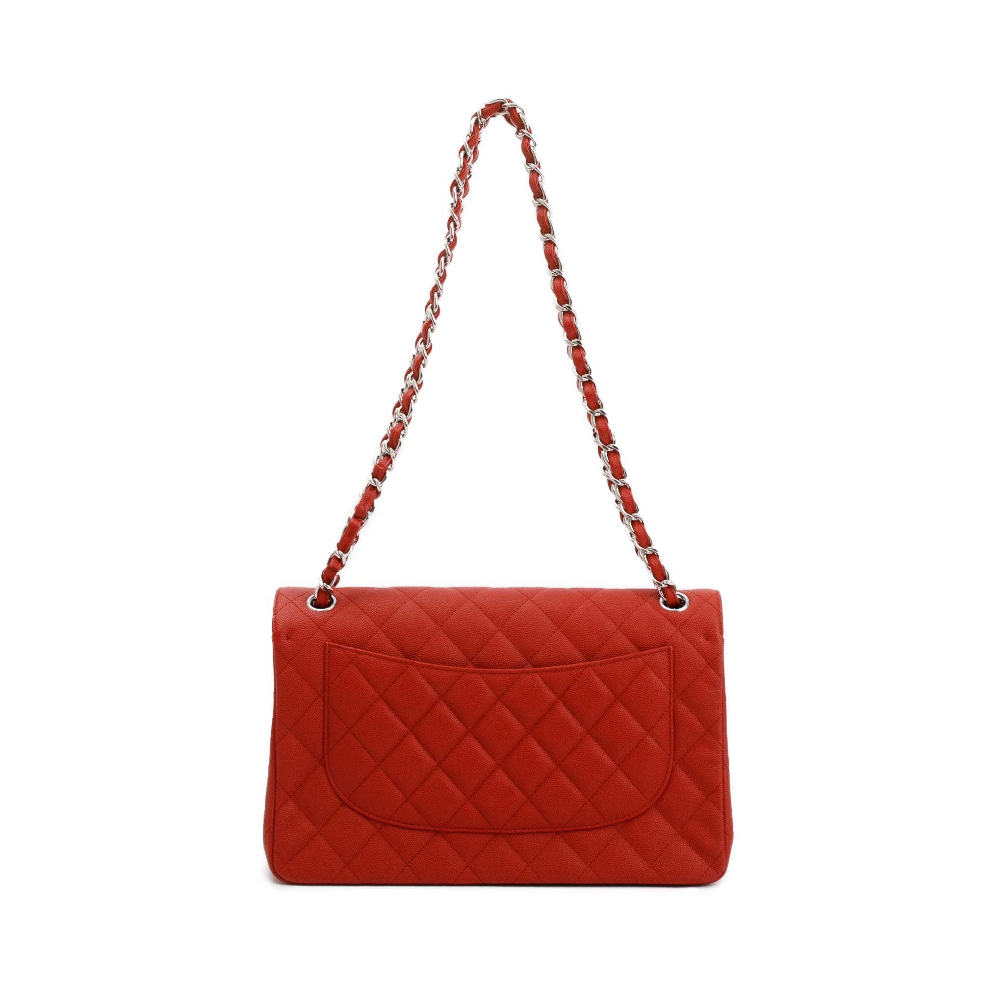 Chanel Red Caviar Classic Jumbo Double Flap Bag w/ Authenticity Card