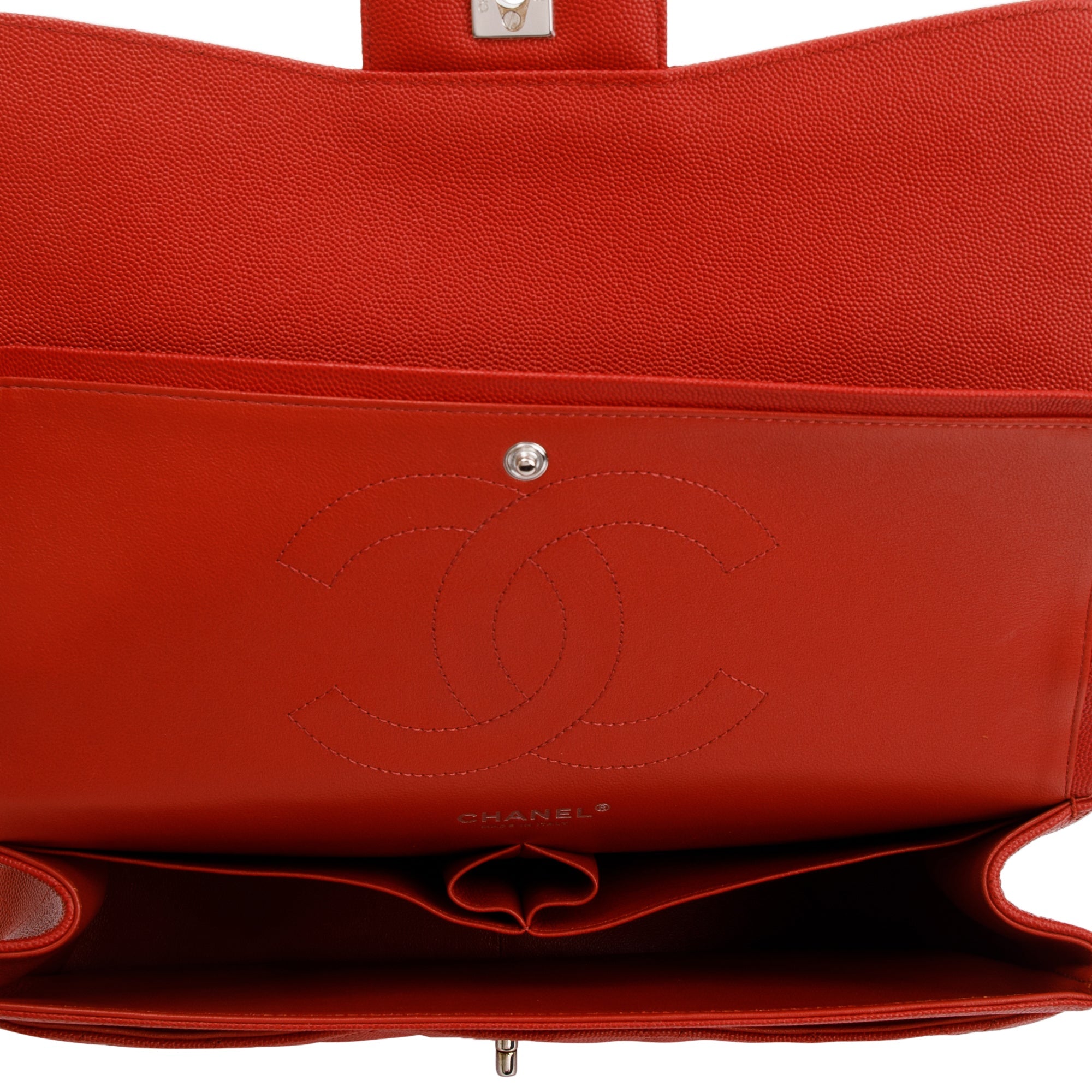 Chanel Red Caviar Classic Jumbo Double Flap Bag w/ Authenticity Card