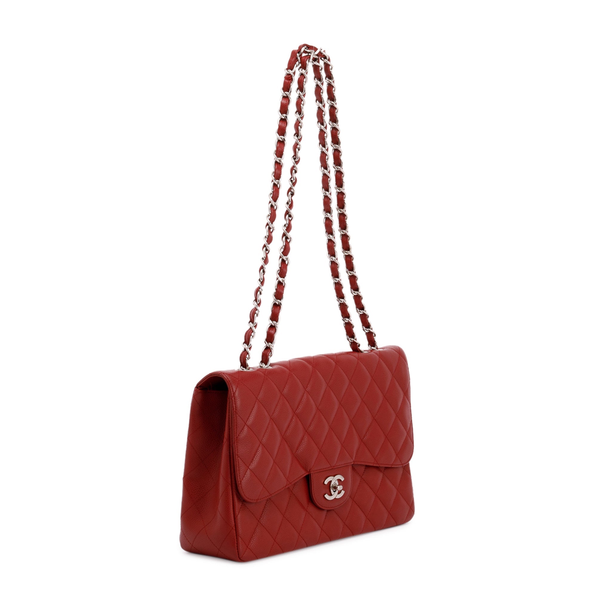 Chanel Red Caviar Classic Jumbo Single Flap Bag