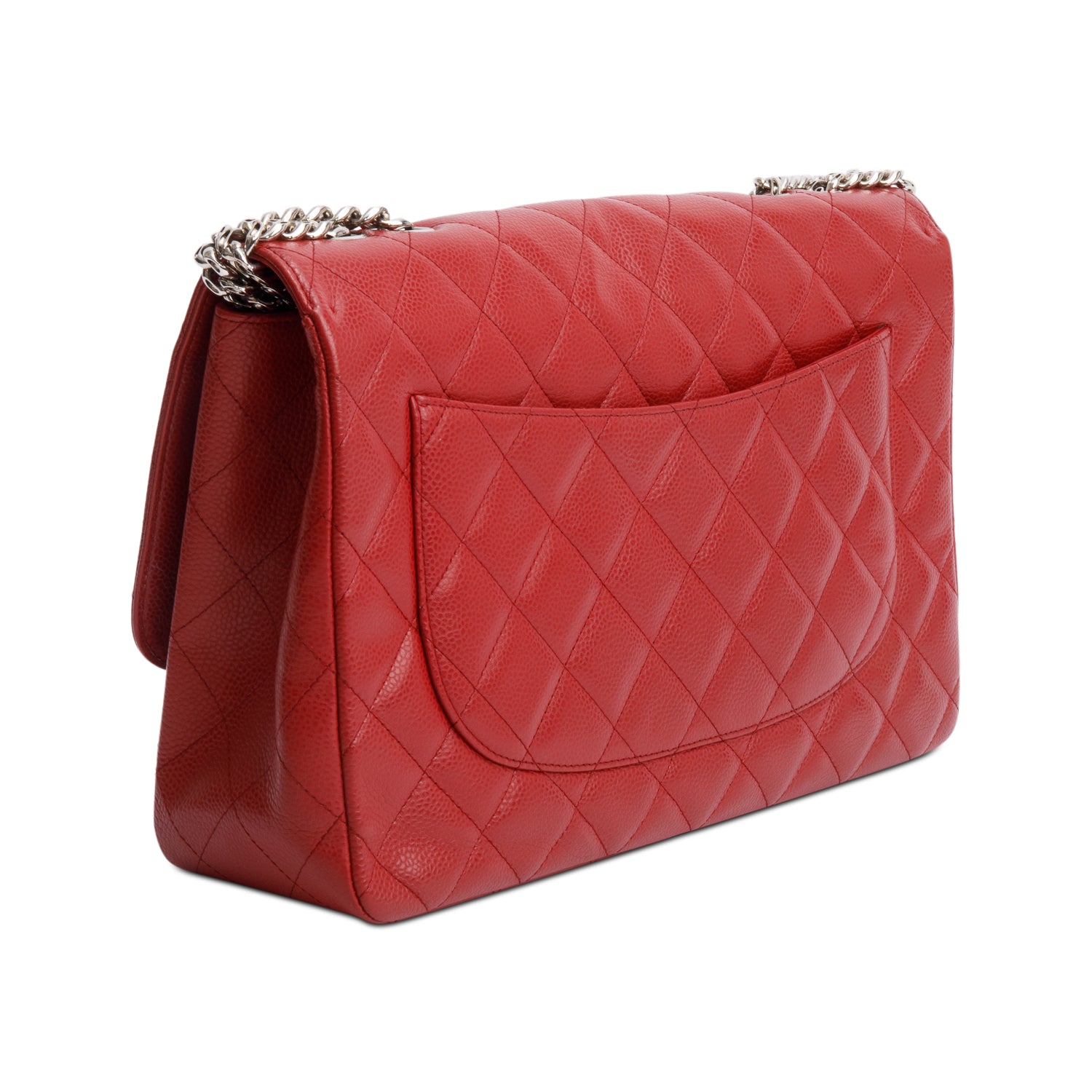 Chanel Red Caviar Classic Jumbo Single Flap Bag w/ Box & Authenticity Card