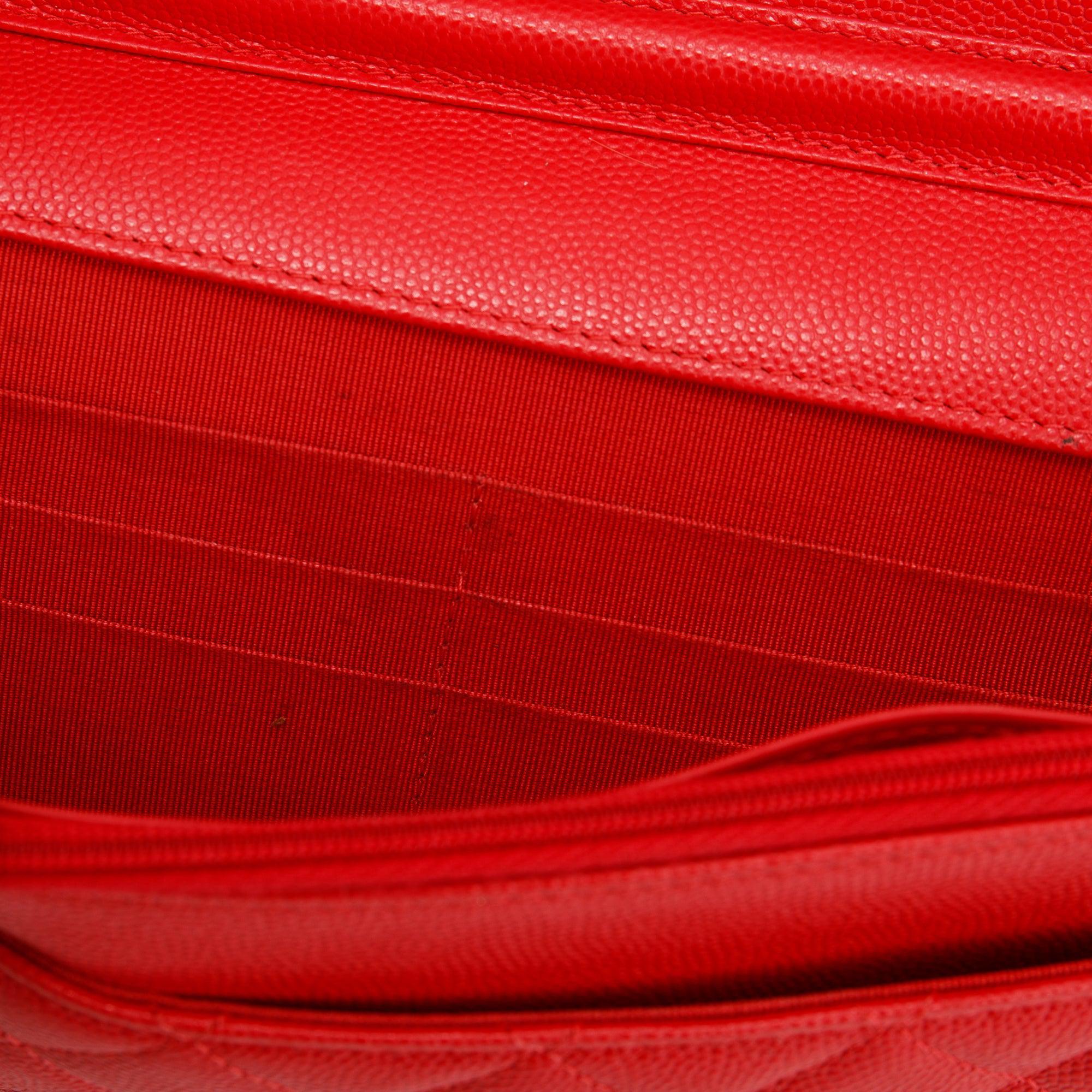 Chanel Red Caviar Classic Wallet on Chain w/ Box & Authenticity Card