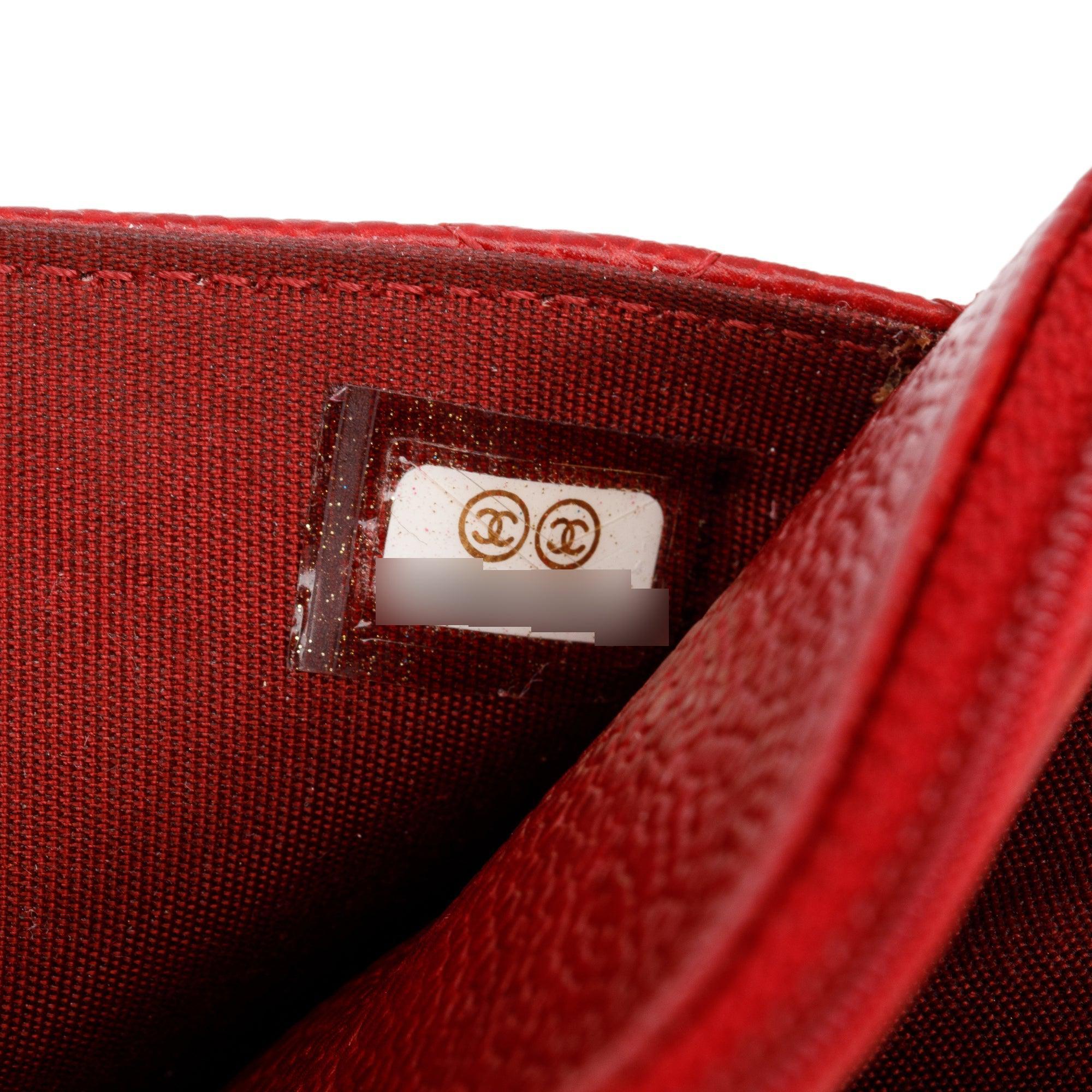 Chanel Red Caviar Leather Boy Wallet on Chain