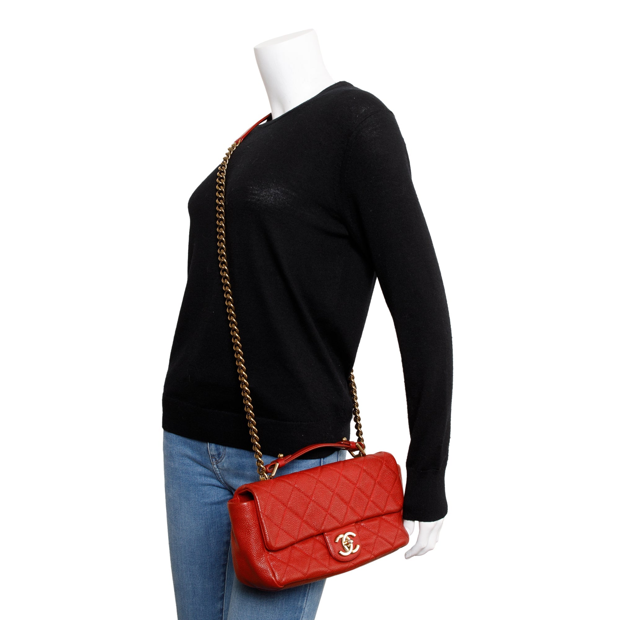 Chanel Red Caviar Leather Medium Urban Day Flap Bag