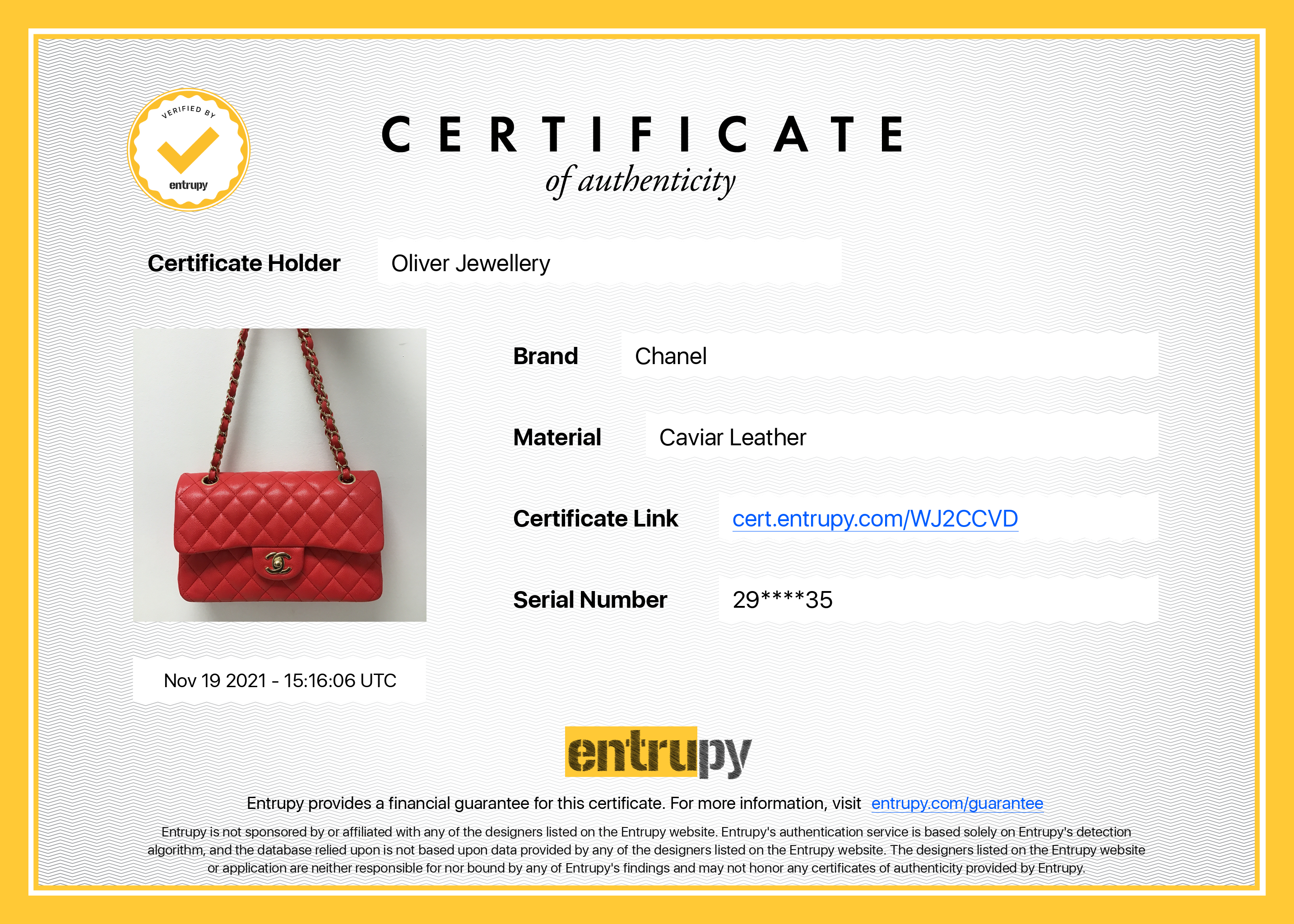 Chanel Red Caviar Small Classic Double Flap Bag w/ Box & Authenticity Card