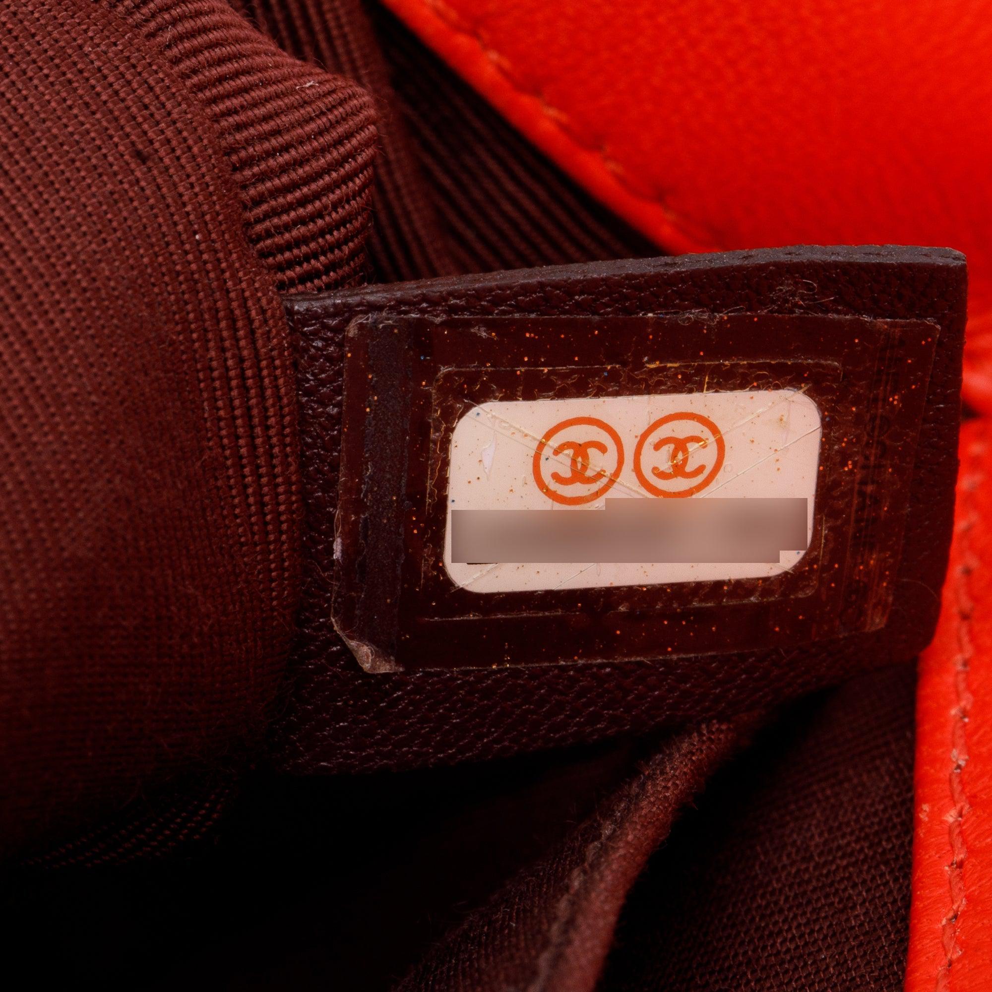 Chanel Red Chevron Calfskin Leather Medium Boy Bag w/ Authenticity Card