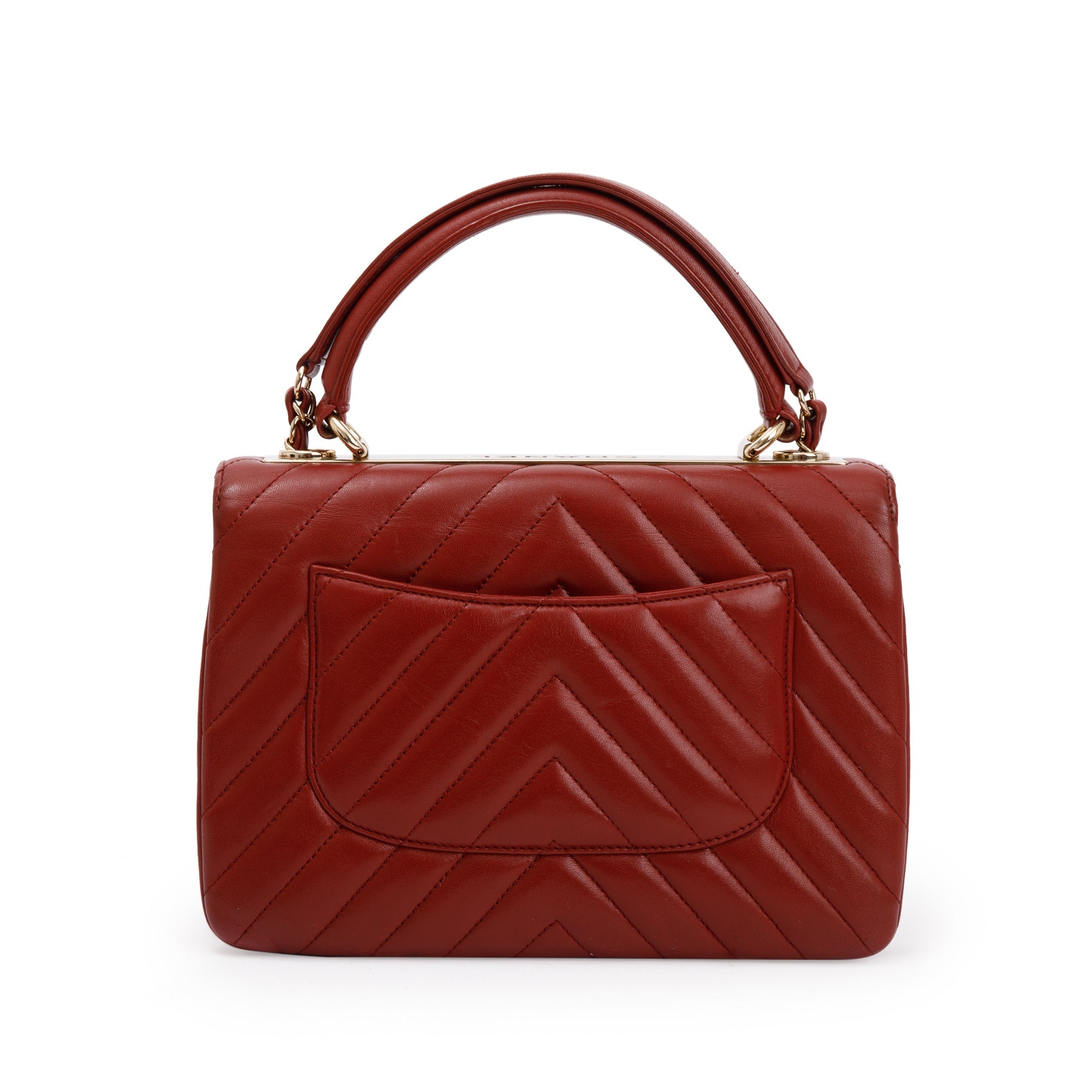 Chanel Red Chevron Lambskin Trendy CC Small Top Handle Flap Bag