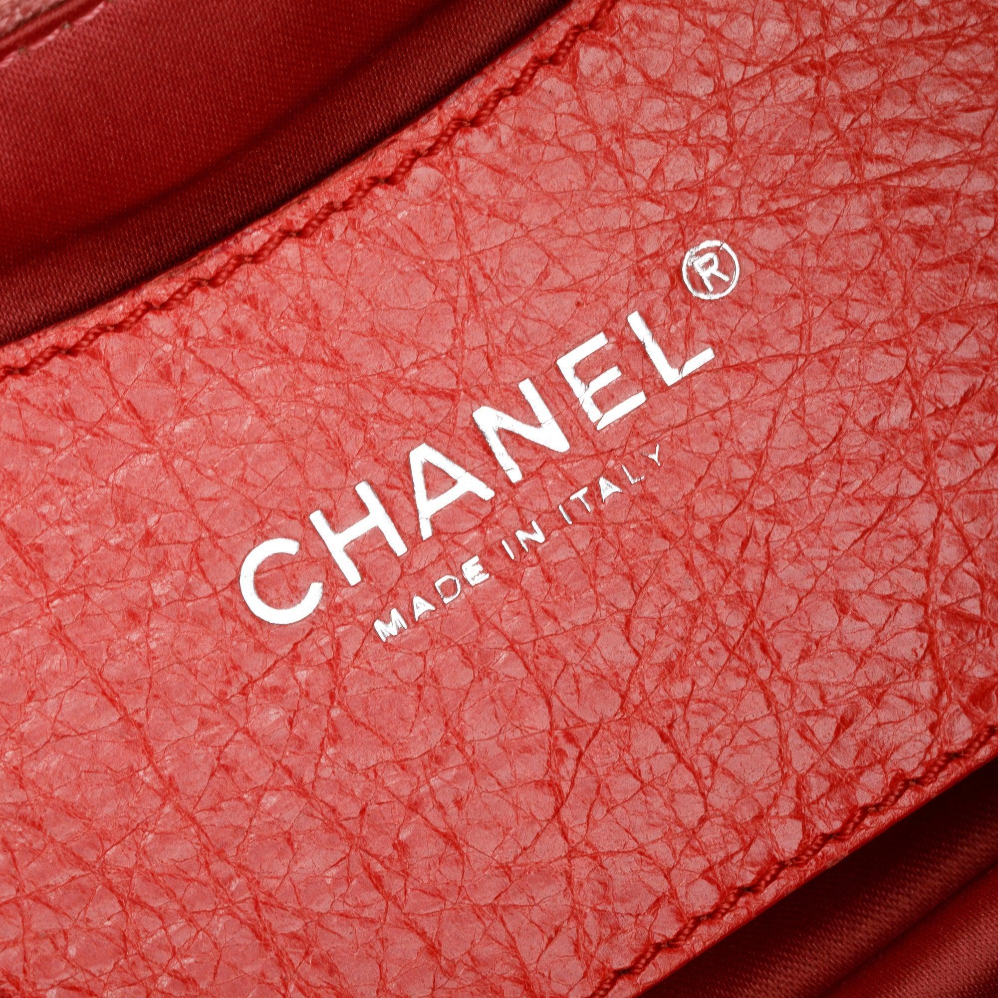 Chanel Red Glazed Calfskin Leather On The Road Tote