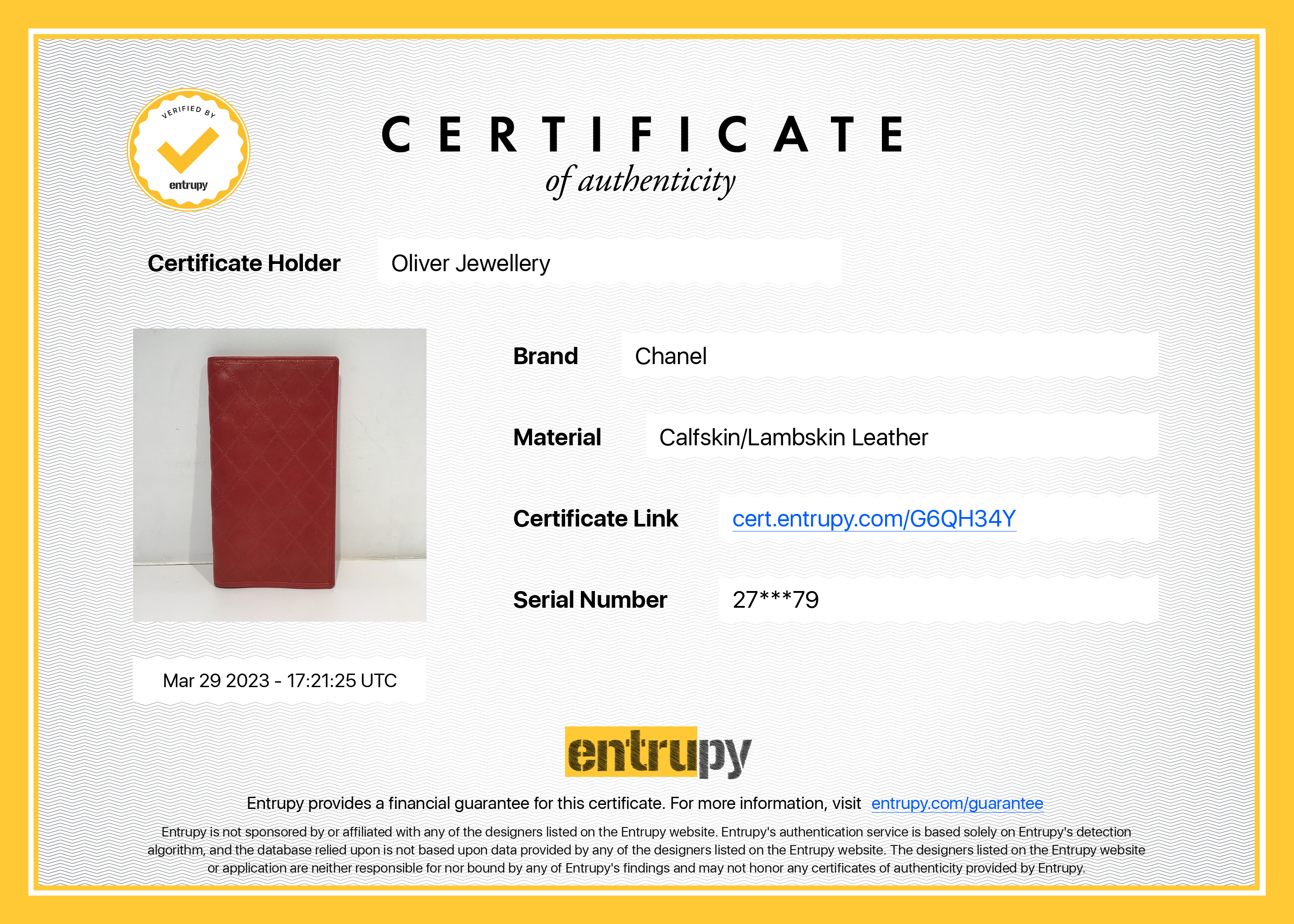 Chanel Red Leather Diamond Stitch Bifold Yen Wallet w/ Authenticity Card