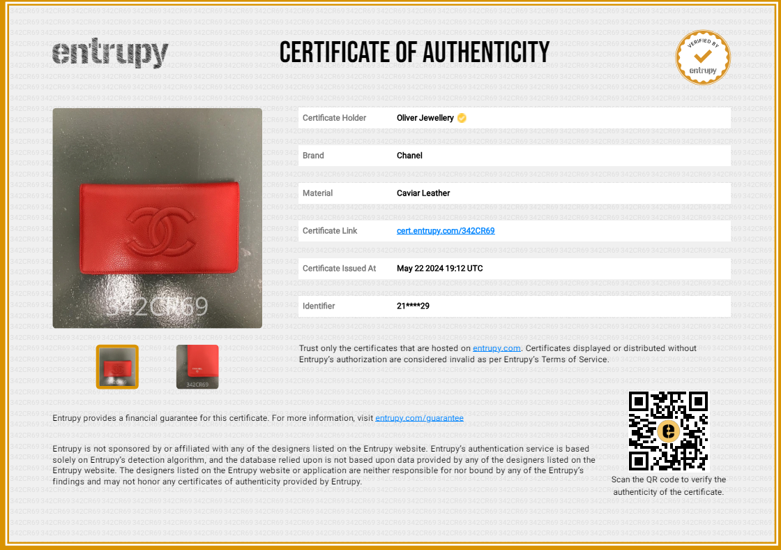 Chanel Red Leather Timeless CC Yen Wallet