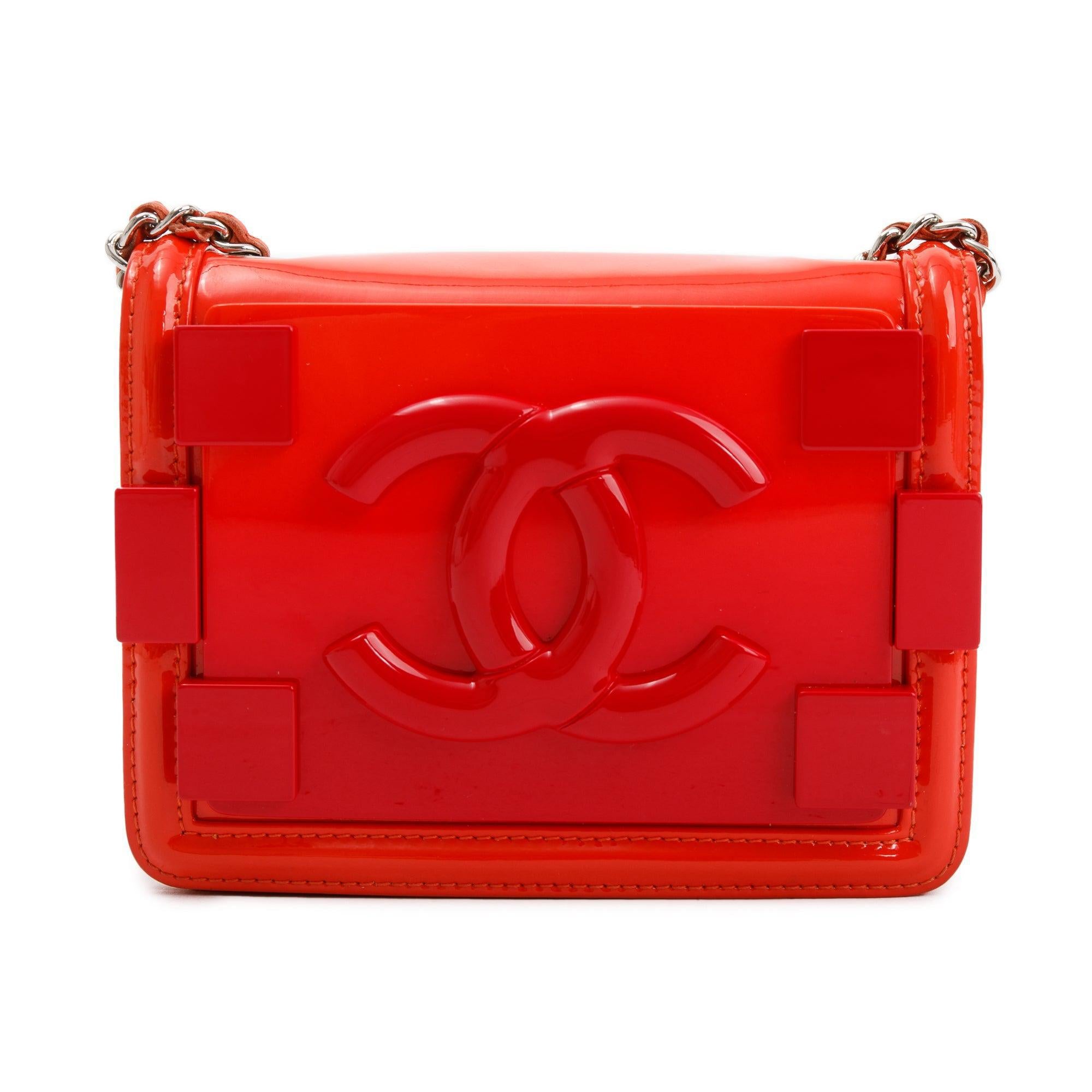 Chanel Red Plexiglass Patent Leather Mini Boy Brick Flap Bag