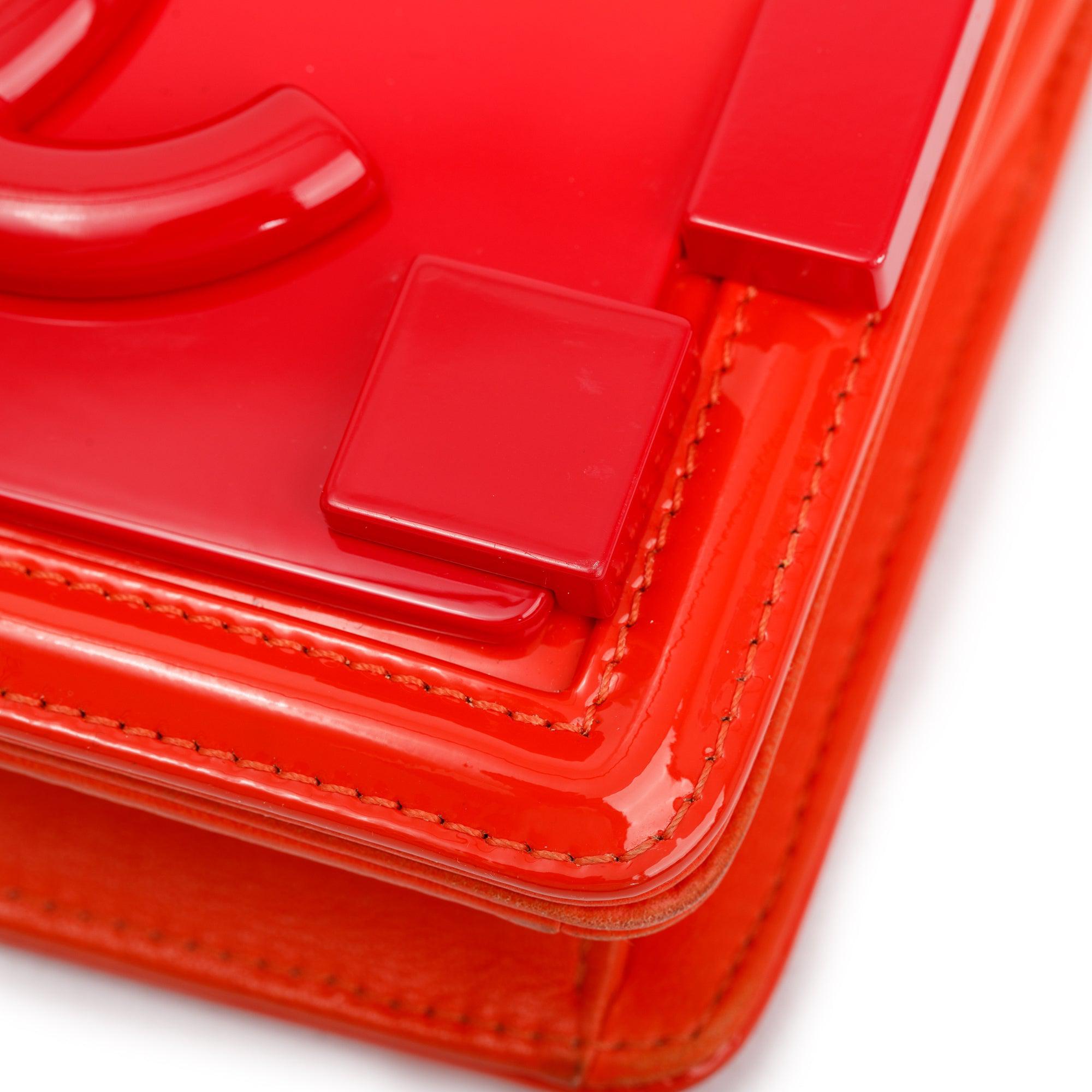 Chanel Red Plexiglass Patent Leather Mini Boy Brick Flap Bag