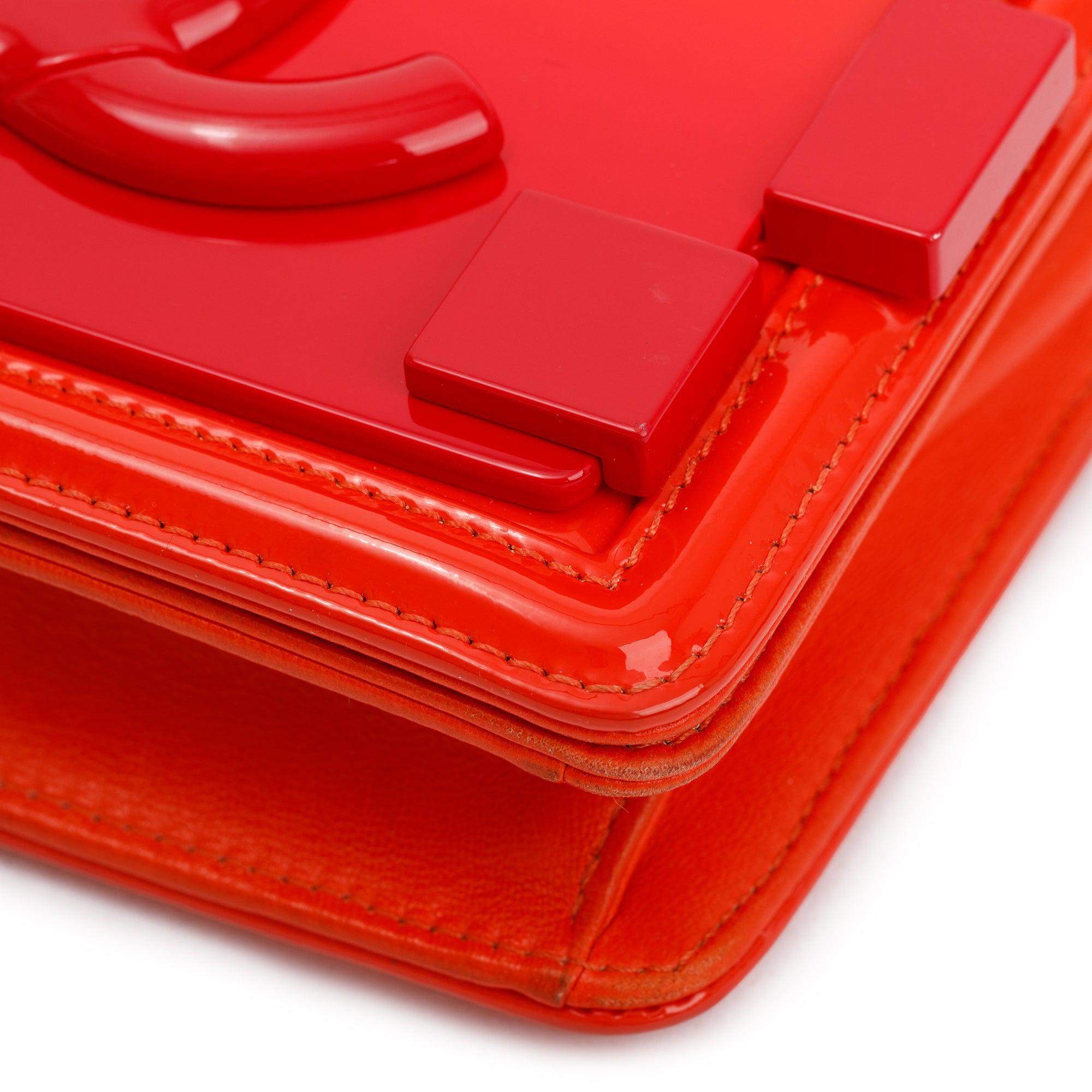Chanel Red Plexiglass Patent Leather Mini Boy Brick Flap Bag