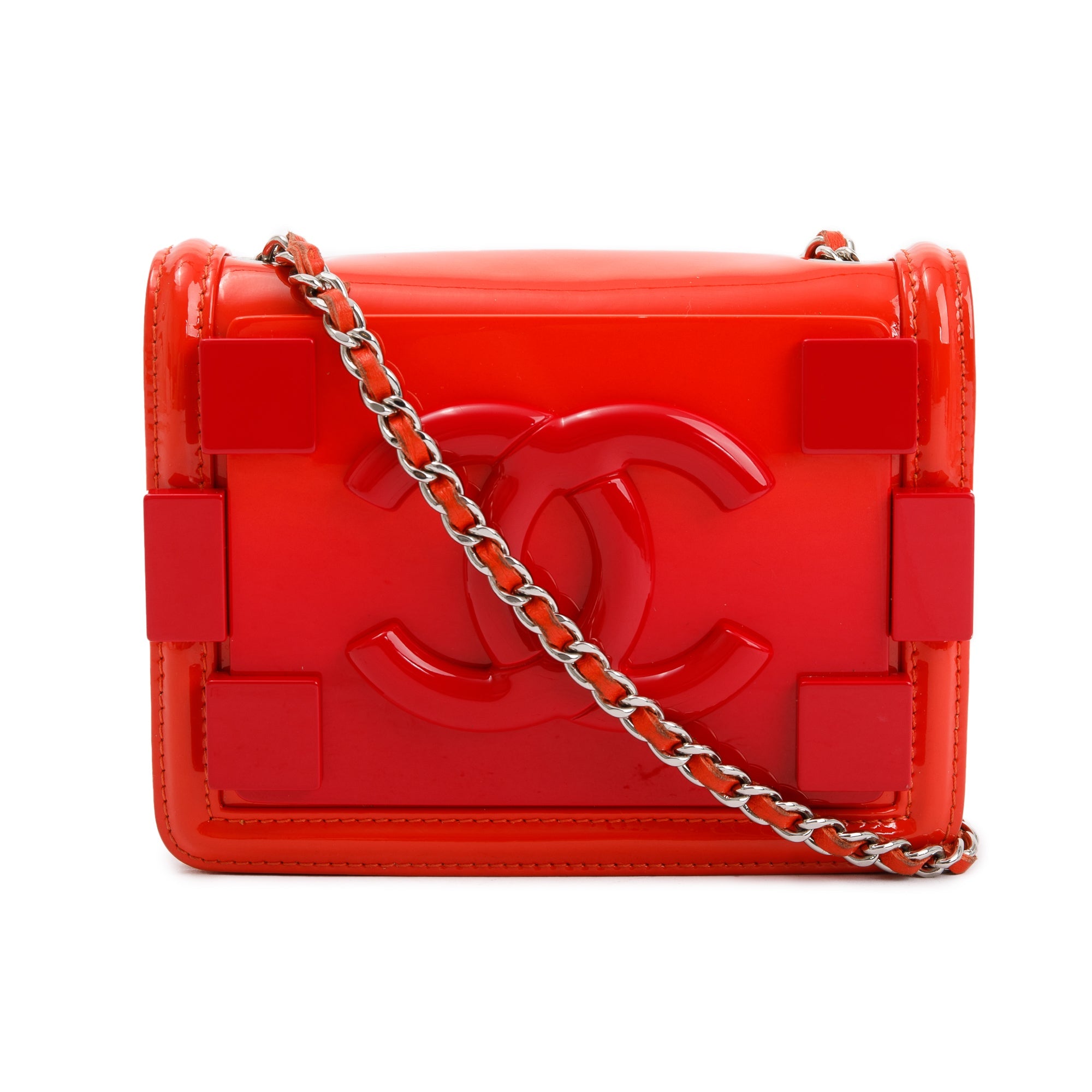 Chanel Red Plexiglass Patent Leather Mini Boy Brick Flap Bag