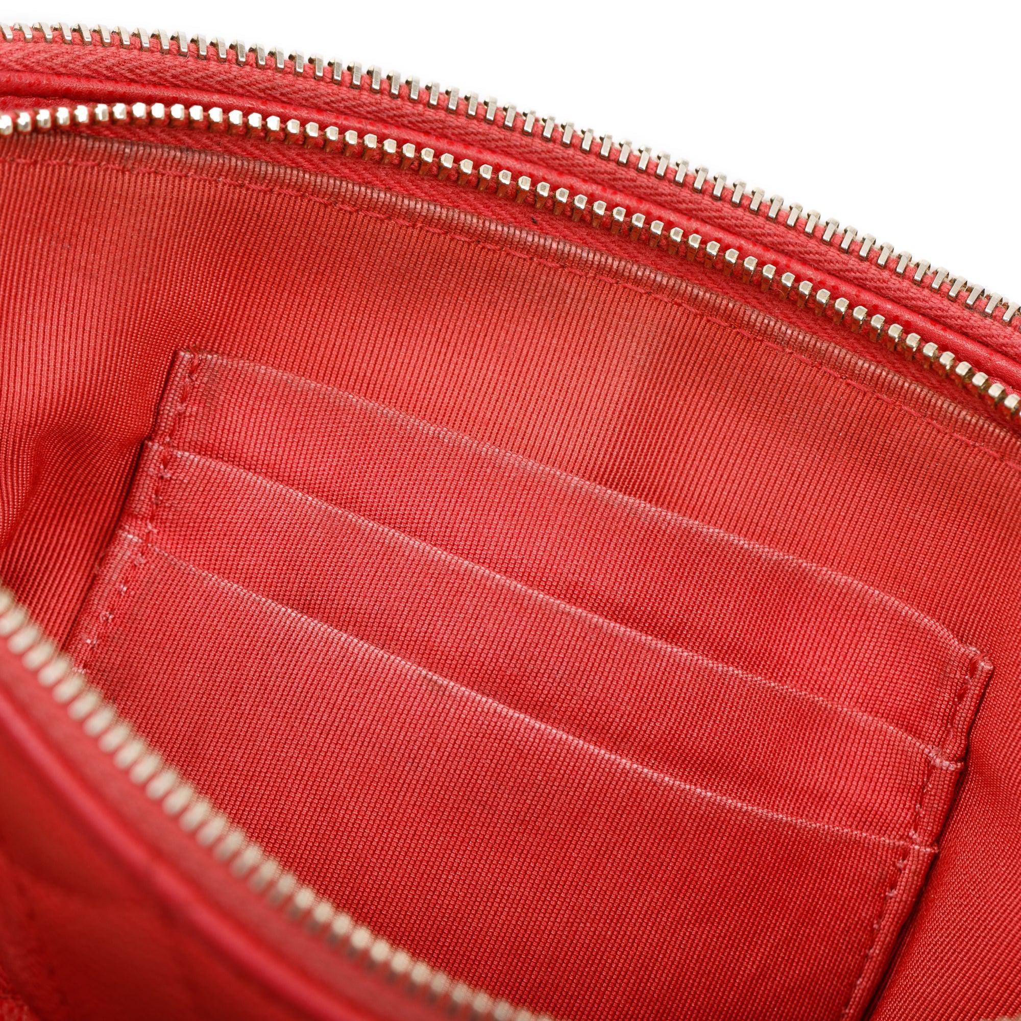 Chanel Red Quilted Caviar Leather Classic Double Zip Wallet on Chain w/ Box & Authenticity Card