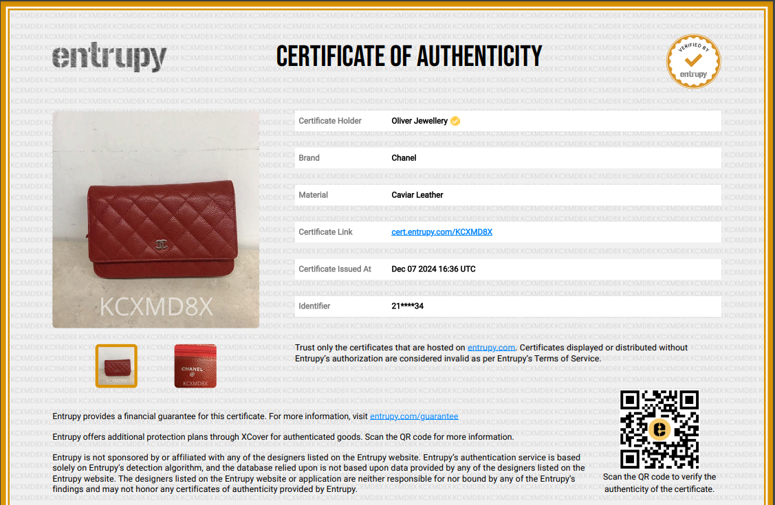 Chanel Red Quilted Caviar Leather Classic Wallet on Chain w/ Box & Authenticity Card
