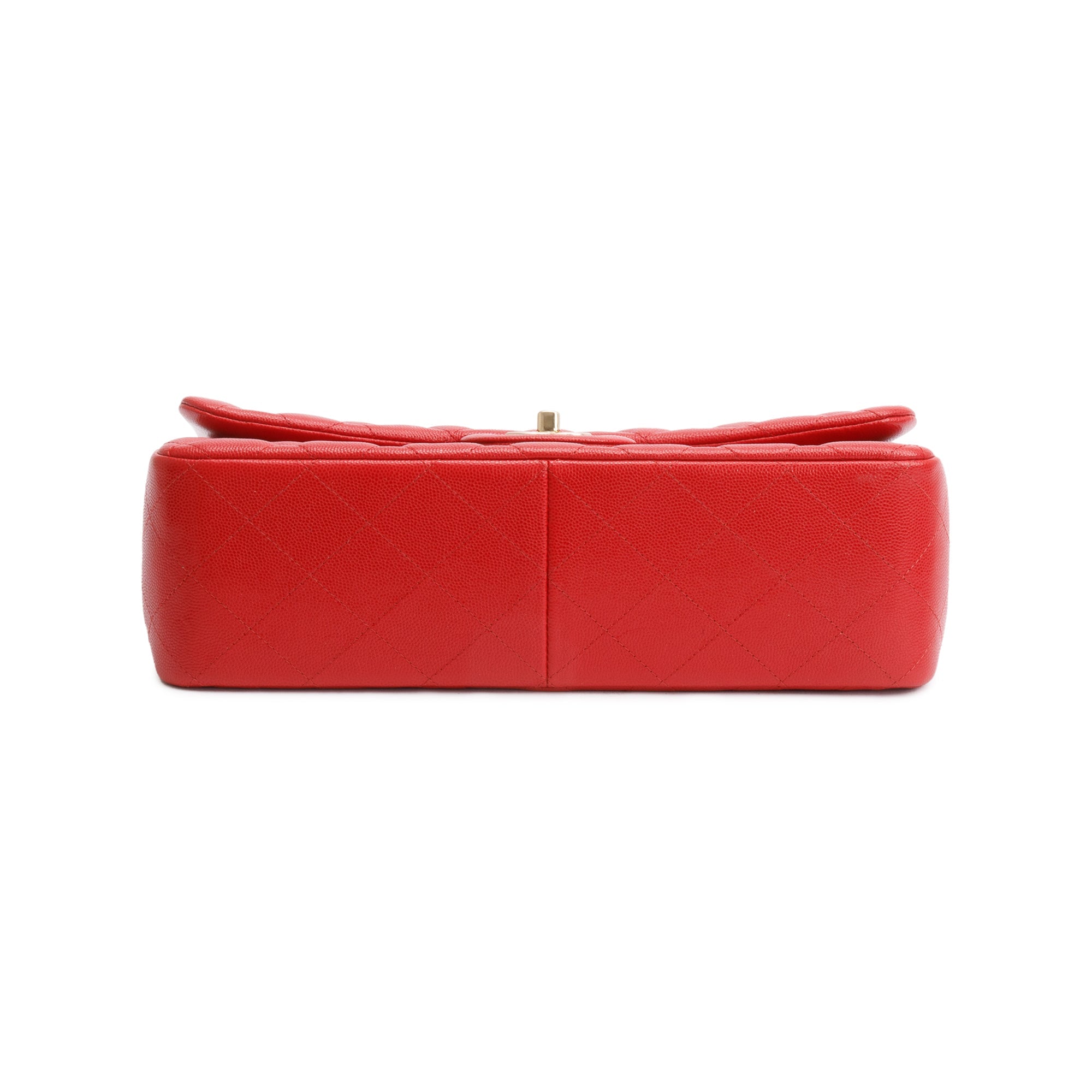 Chanel Red Quilted Caviar Leather Jumbo Double Flap Bag w/ Box, Receipt & Authenticity Card