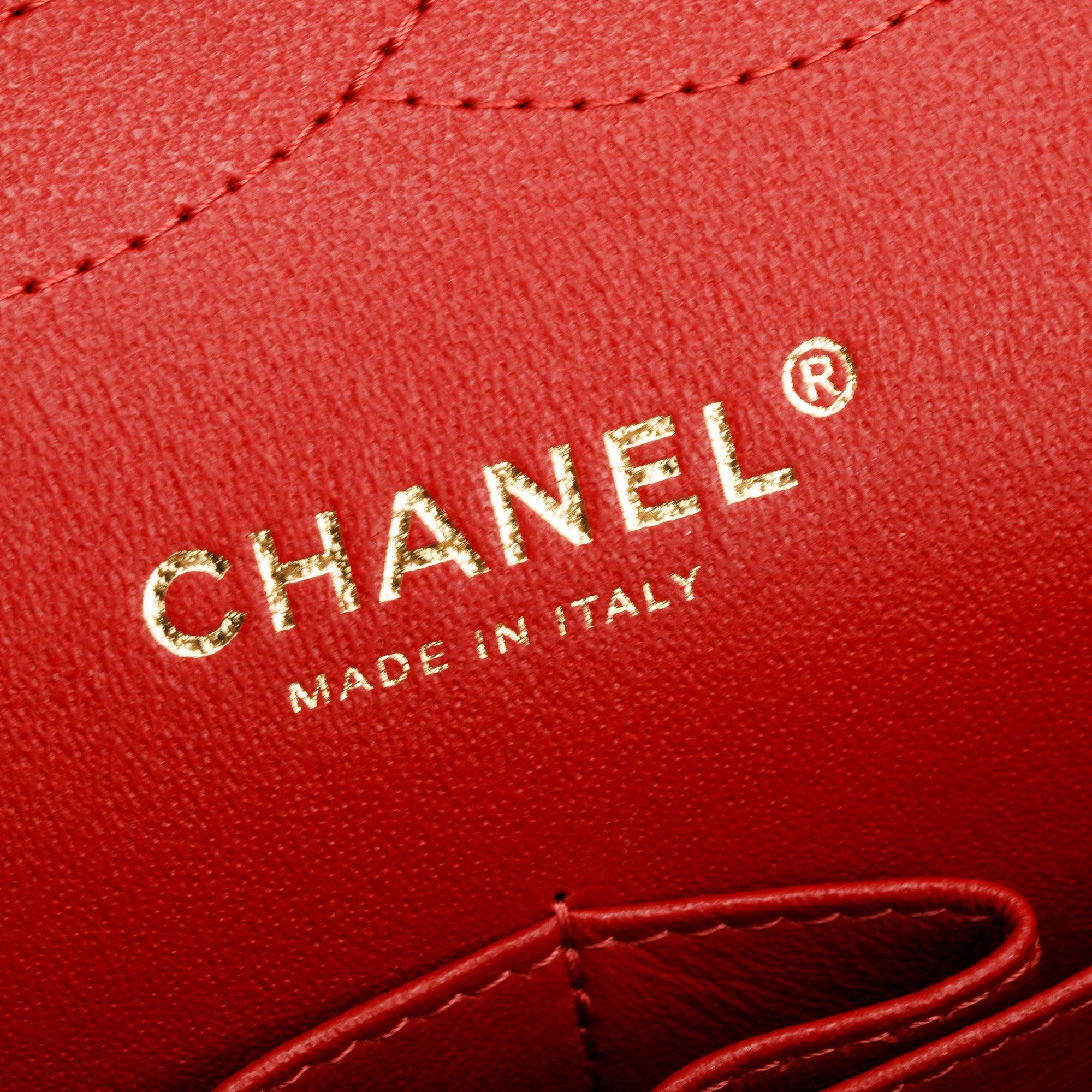 Chanel Red Quilted Caviar Leather Jumbo Double Flap Bag w/ Box, Receipt & Authenticity Card