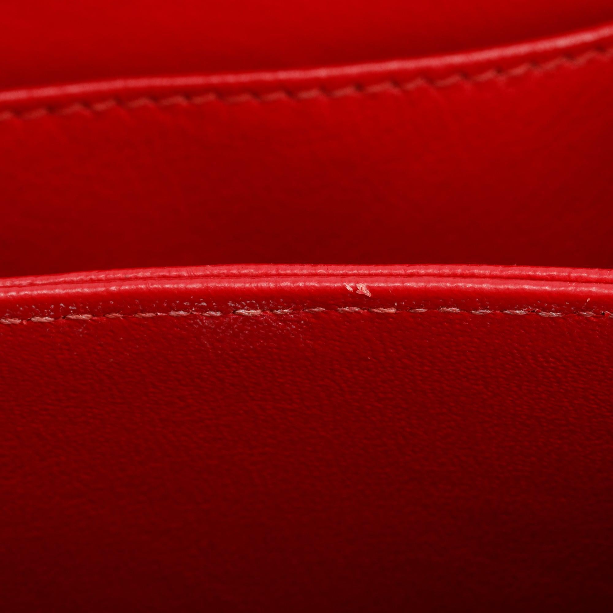 Chanel Red Quilted Caviar Leather Small CC Filigree Vanity Chain Clutch