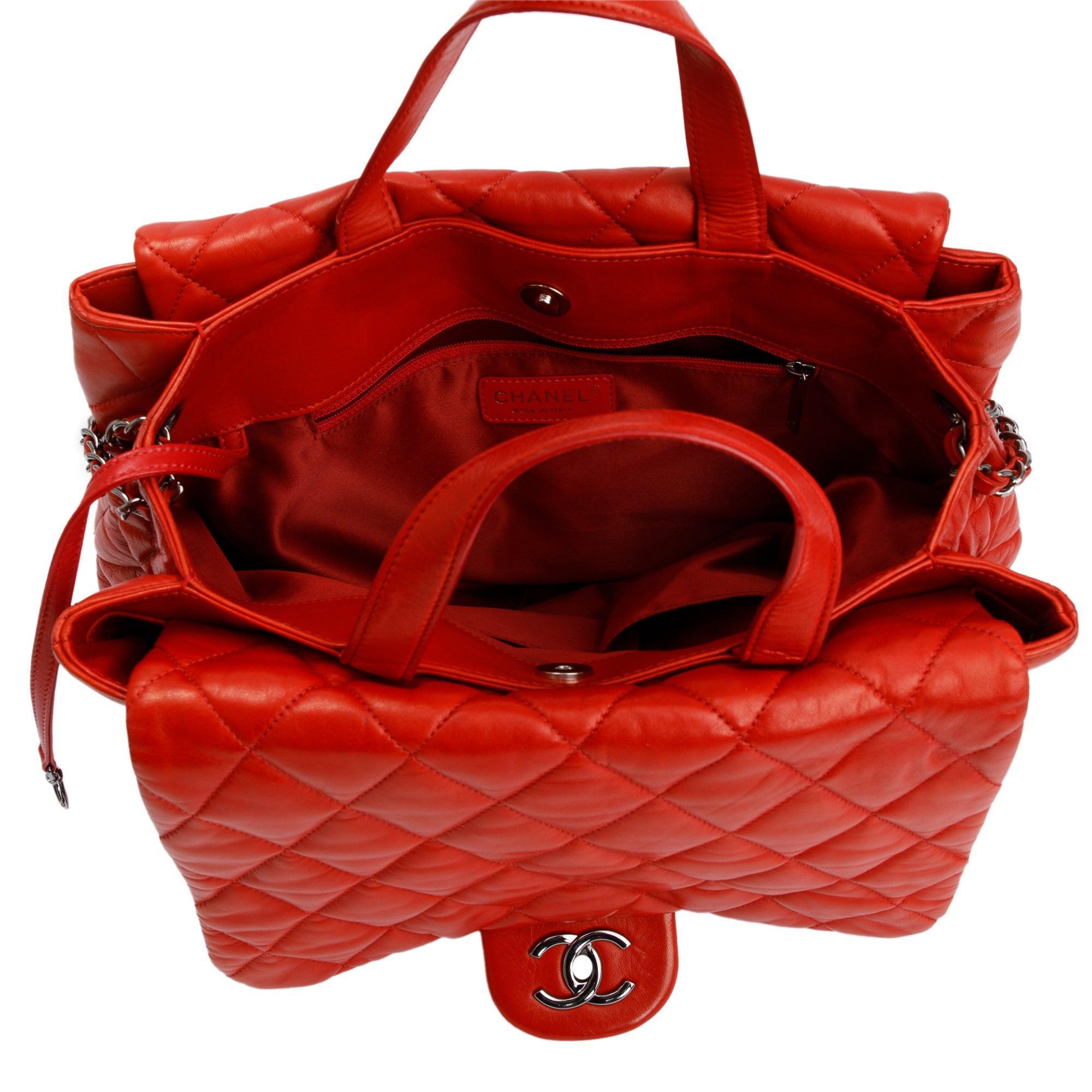 Chanel Red Quilted Lambskin Leather Chanel 3 Maxi Flap Bag w/ Authenticity Card