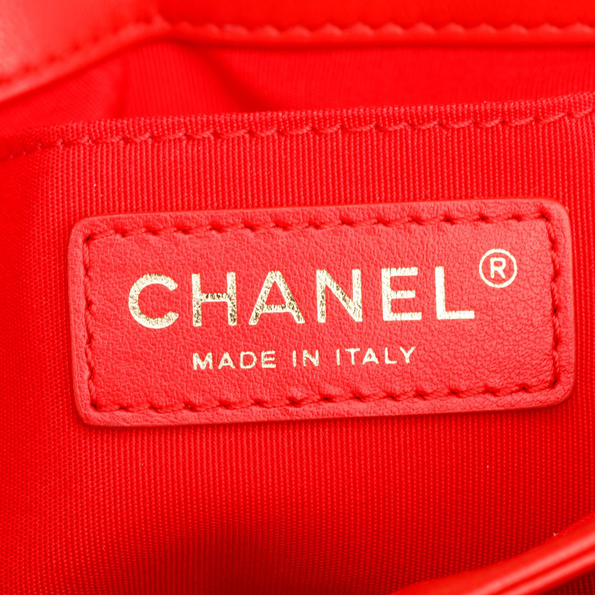Chanel Red Quilted Lambskin Leather Fold Up Again Clutch w/ Box