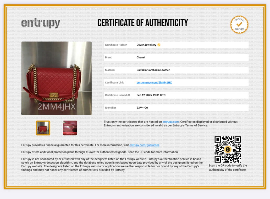 Chanel Red Quilted Lambskin Leather Large Boy Bag w/ Box & Authenticity Card