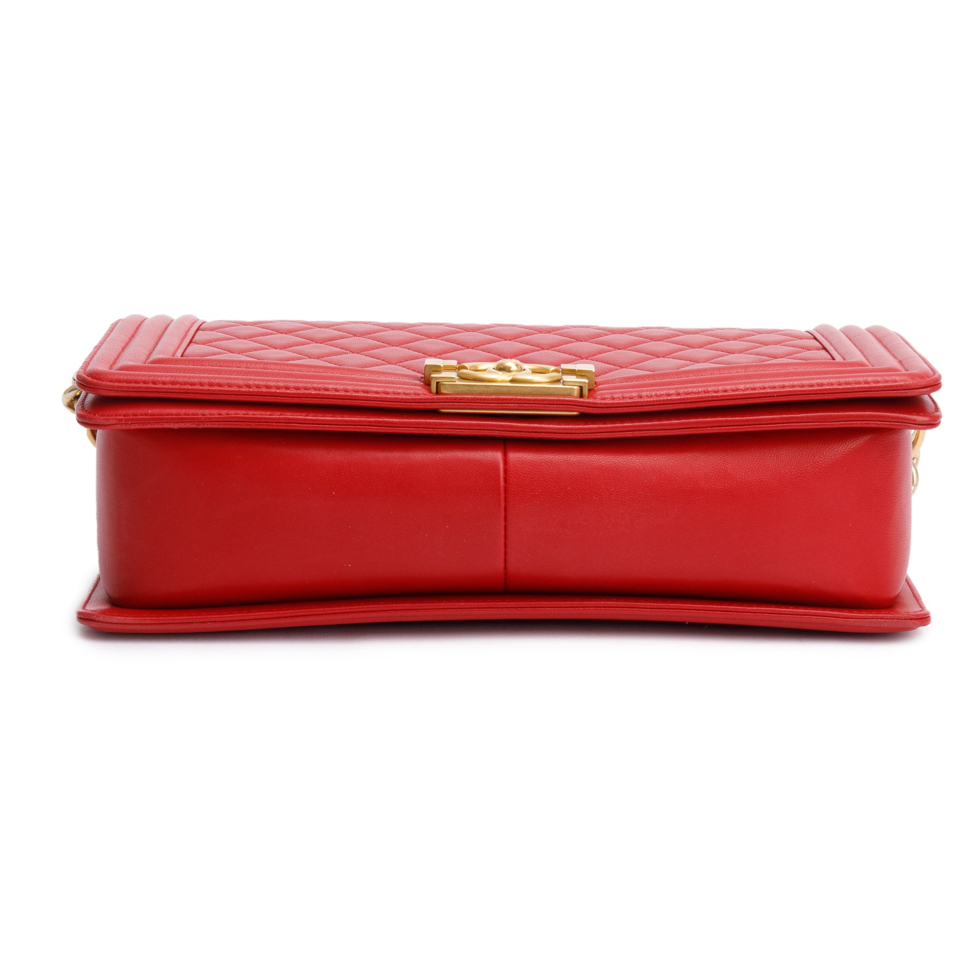 Chanel Red Quilted Lambskin Leather Large Boy Bag w/ Box & Authenticity Card