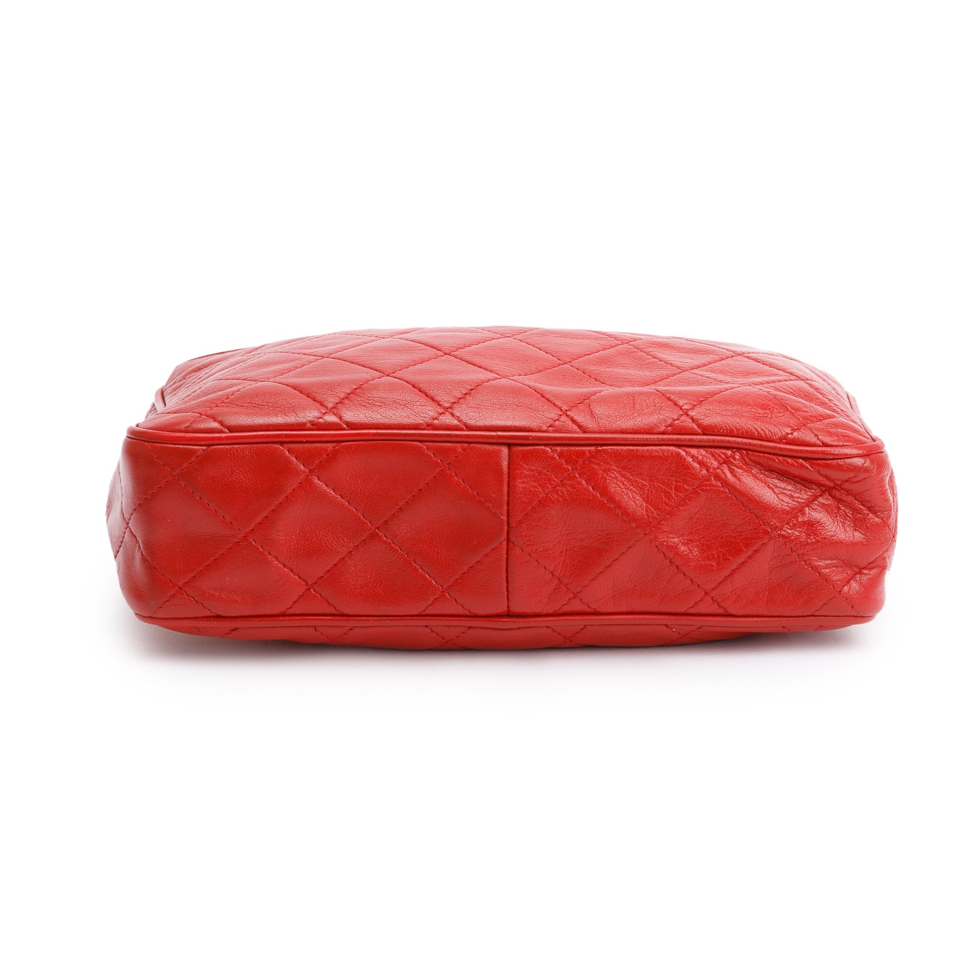 Chanel Red Quilted Leather CC Tassel Camera Bag