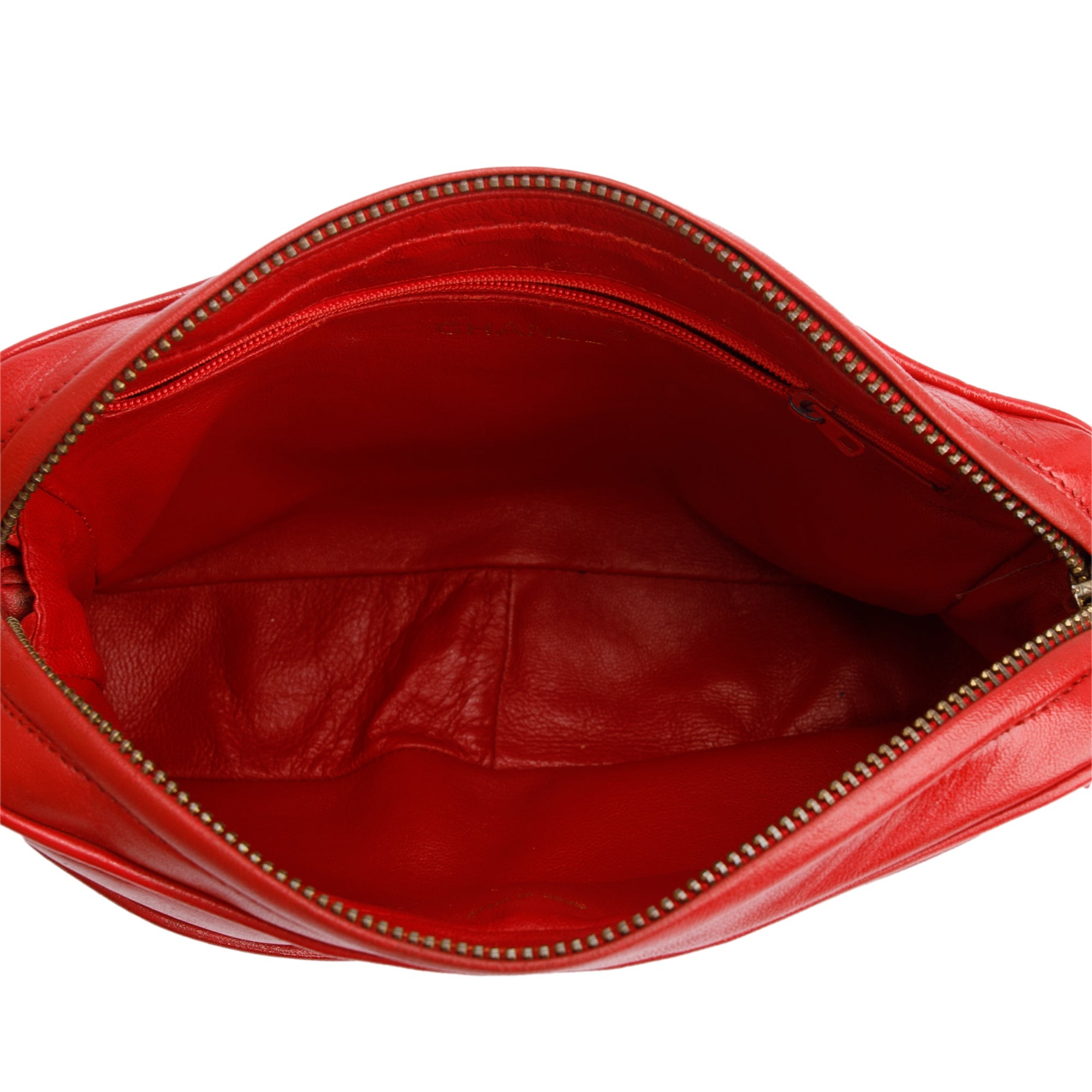 Chanel Red Quilted Leather CC Tassel Camera Bag