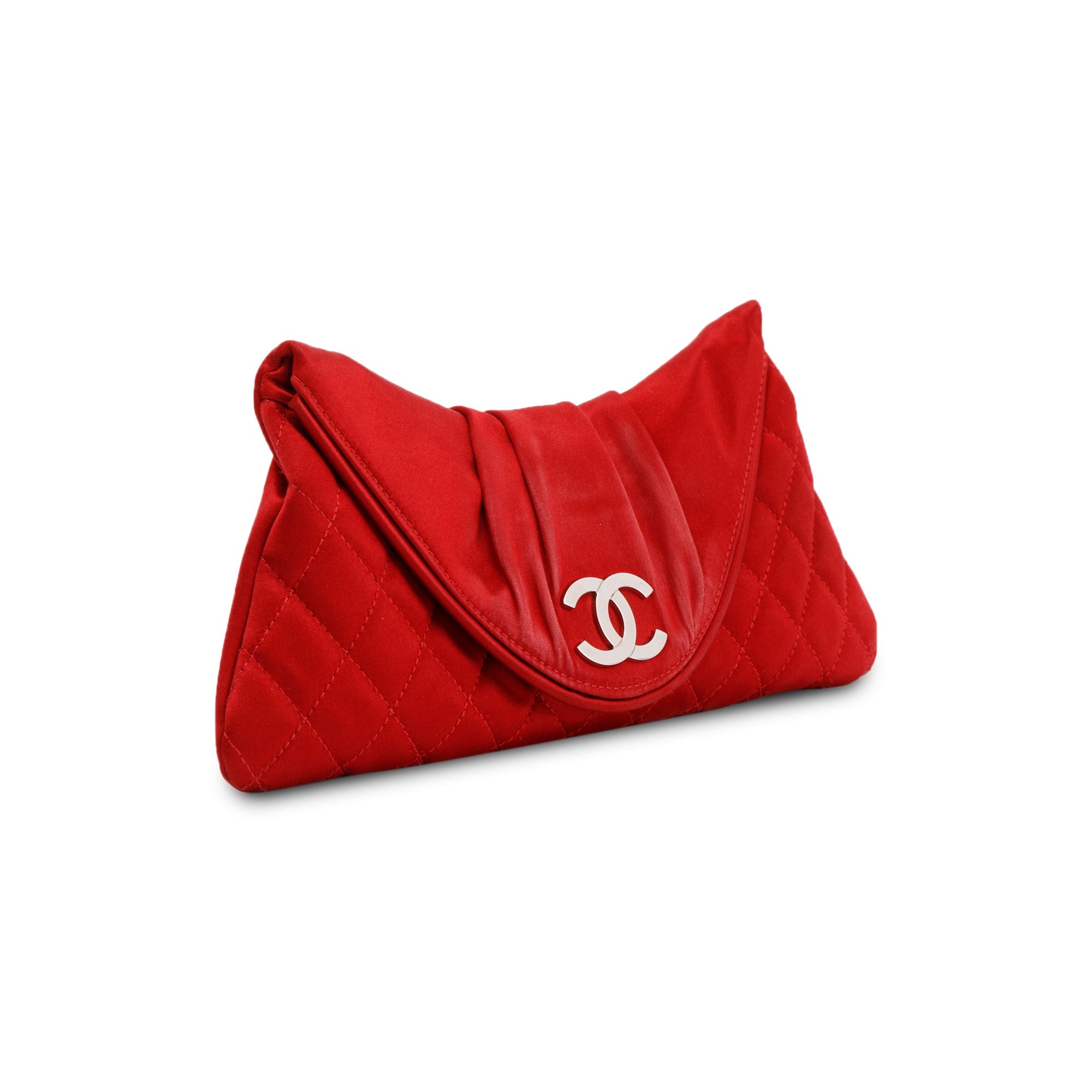 Chanel Satin Half Moon Clutch w/ Authenticity Card