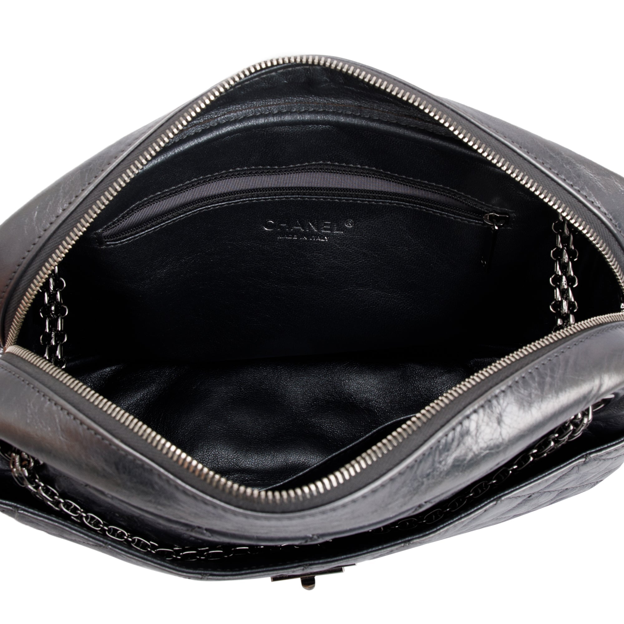 Chanel Silver Aged Calfskin Leather Medium Reissue Camera Bag w/ Authenticity Card