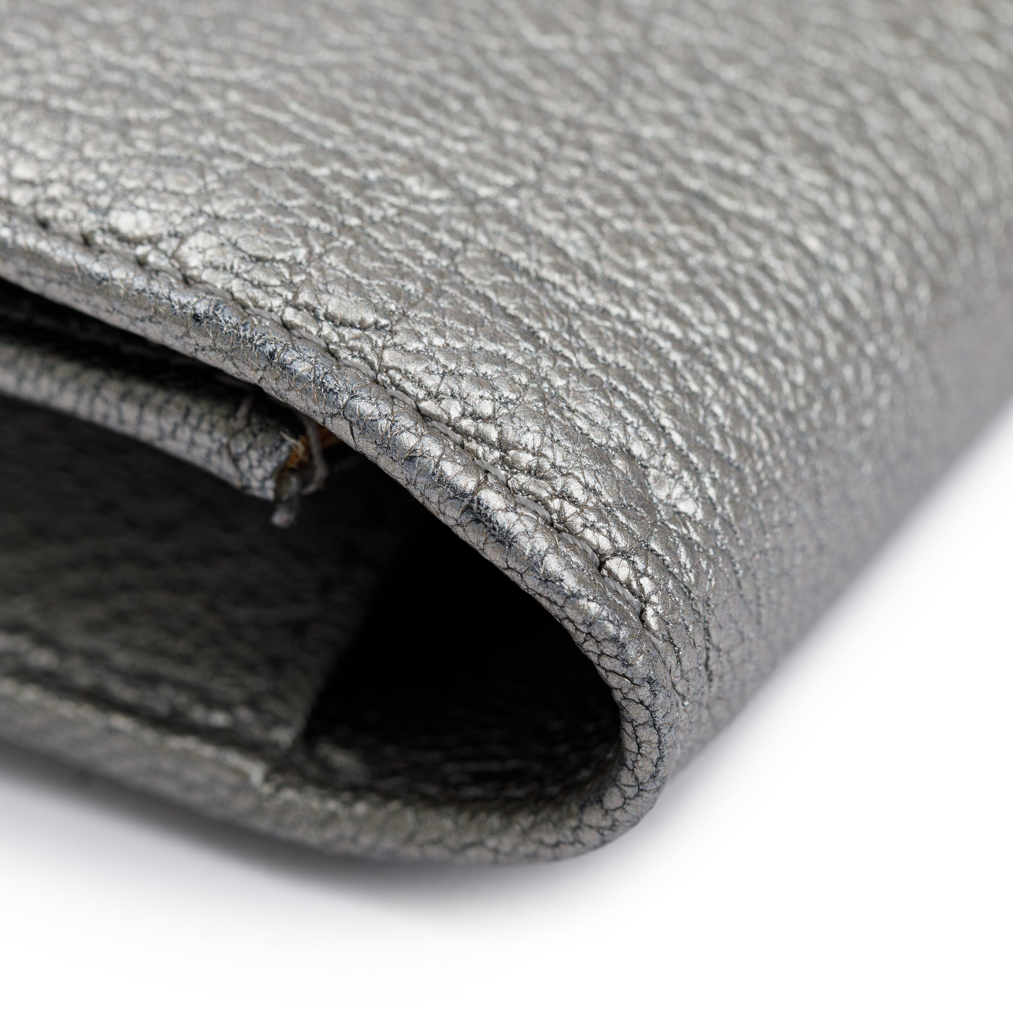 Chanel Silver Calfskin Leather CC Wallet on Chain w/ Box