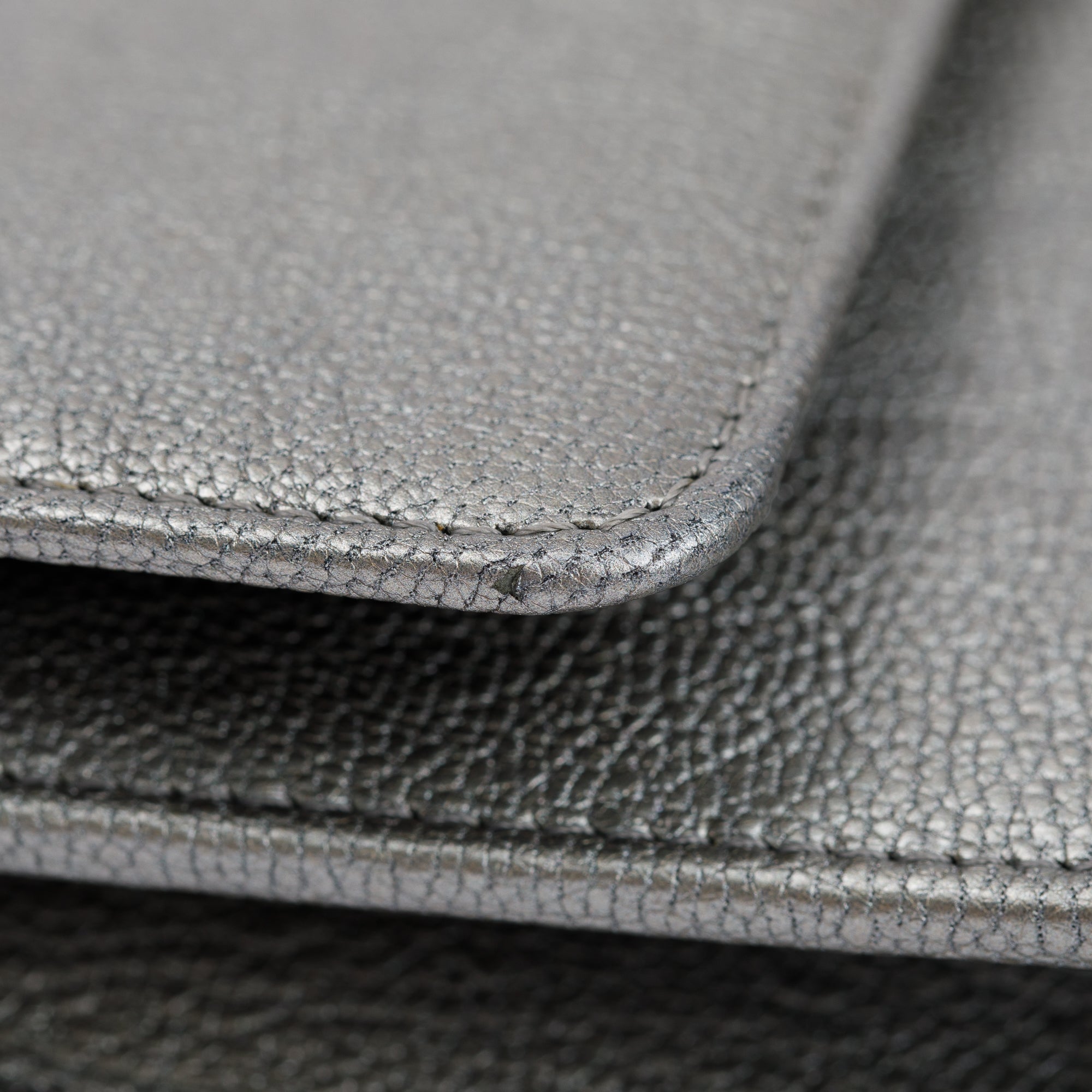 Chanel Silver Calfskin Leather CC Wallet on Chain w/ Box