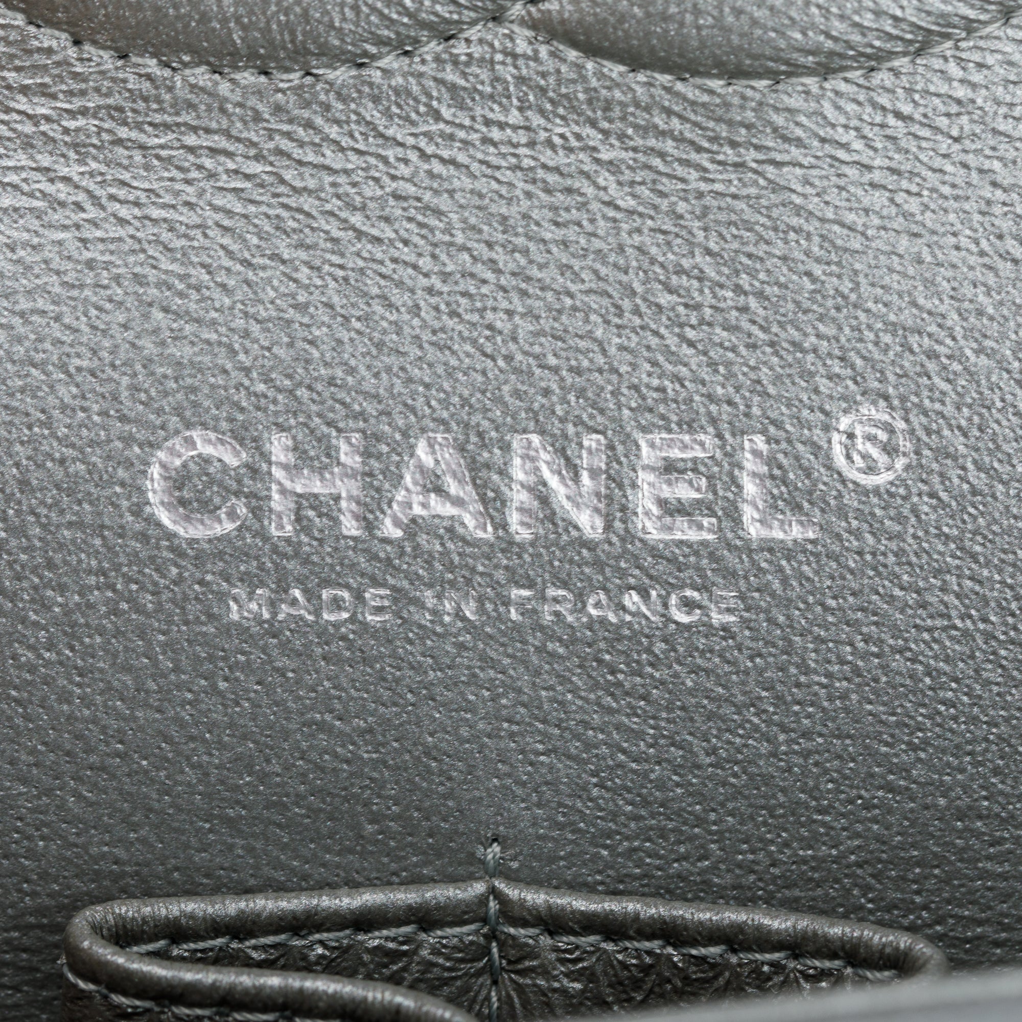 Chanel Silver Calfskin Leather Grommet Airline Medium Double Flap Bag w/ Authenticity Card & Receipt