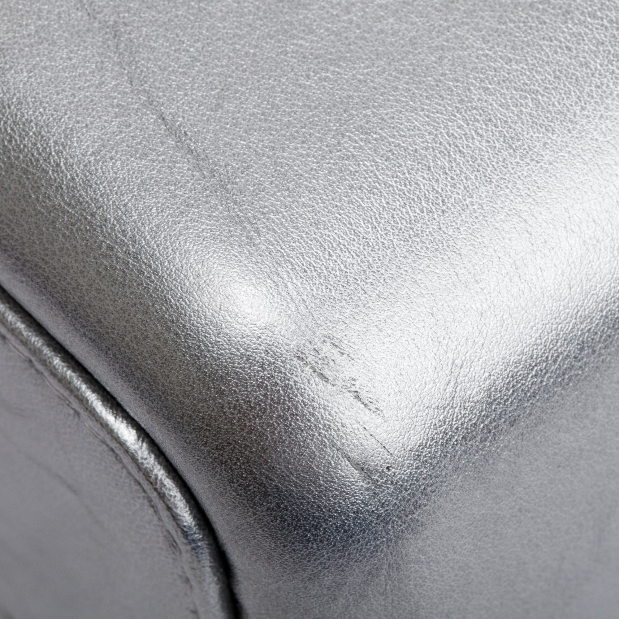 Chanel Silver Metallic Aged Calfskin Leather Large Gabrielle Hobo w/ Authenticity Card