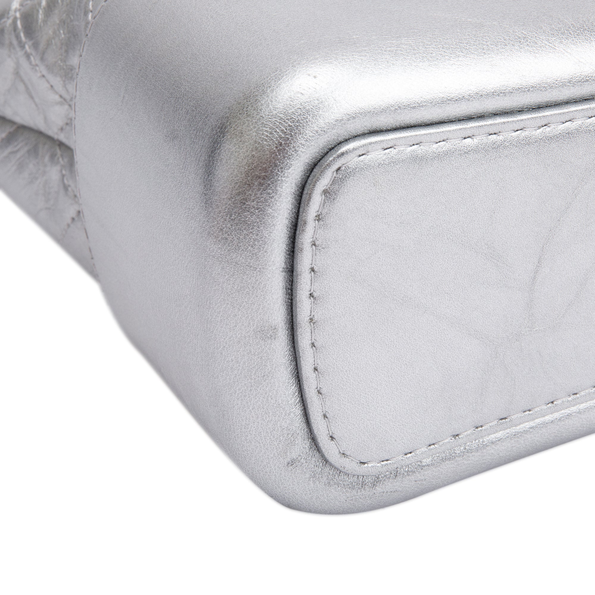 Chanel Silver Metallic Aged Calfskin Leather Large Gabrielle Hobo w/ Authenticity Card